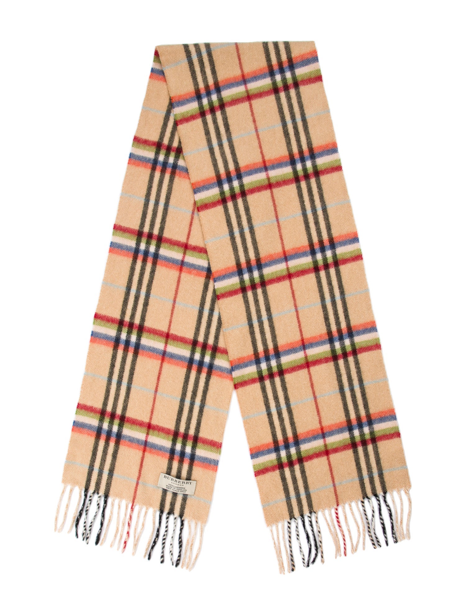 Burberry London Cashmere Plaid Print Scarf