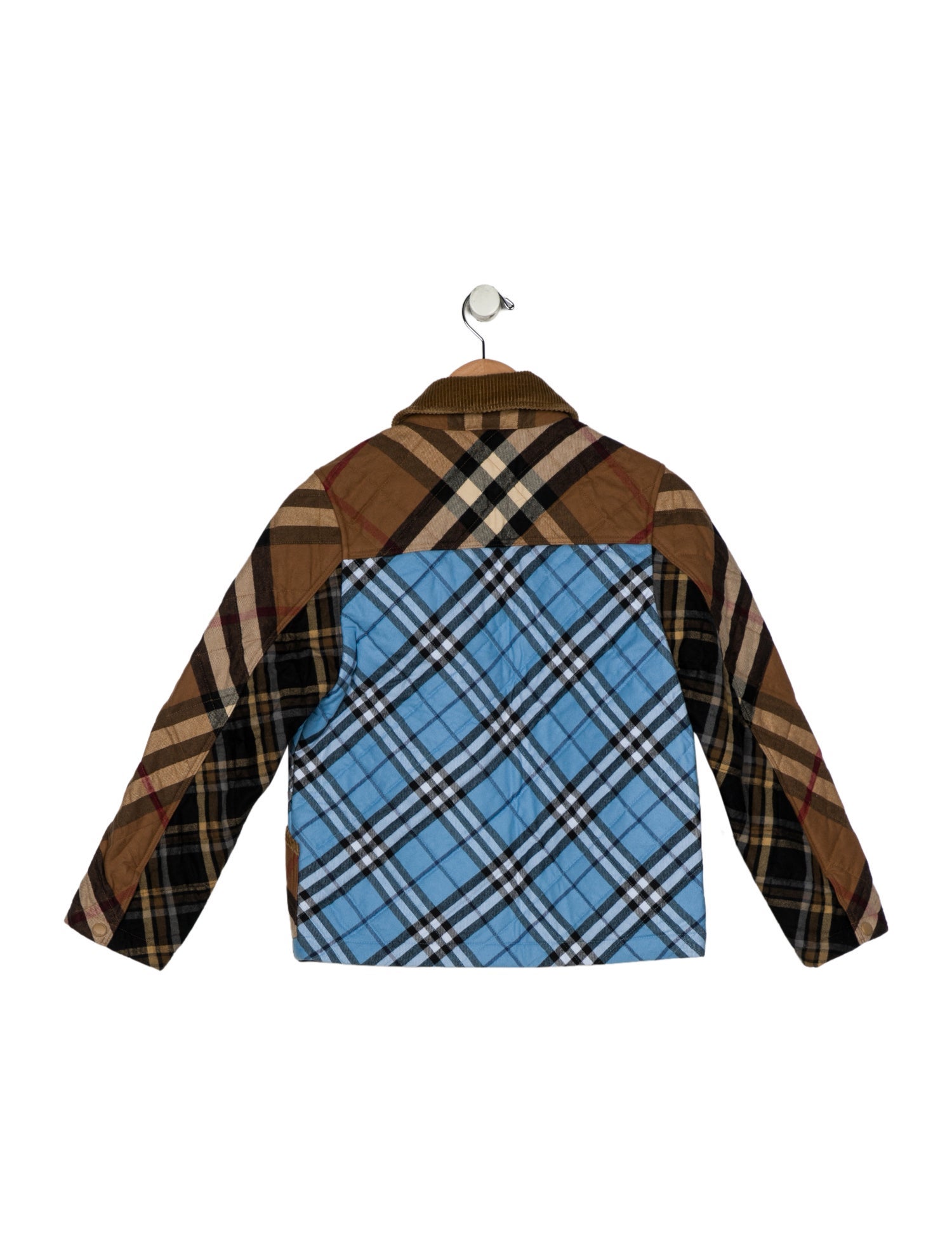 Burberry Cotton blue and multicolor patterned quilted jacket with snap closure w/Tags