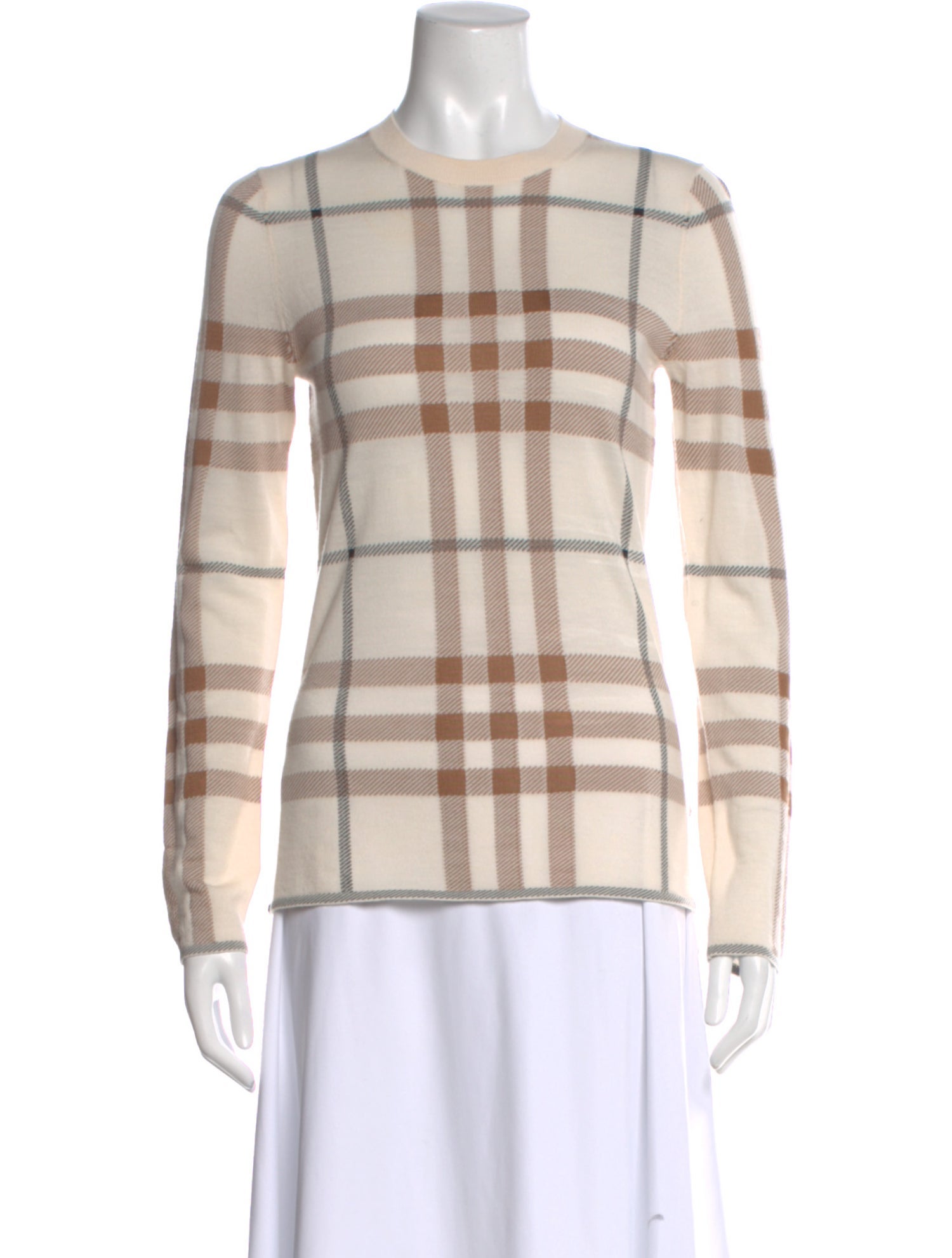 Burberry Wool Plaid Print Top