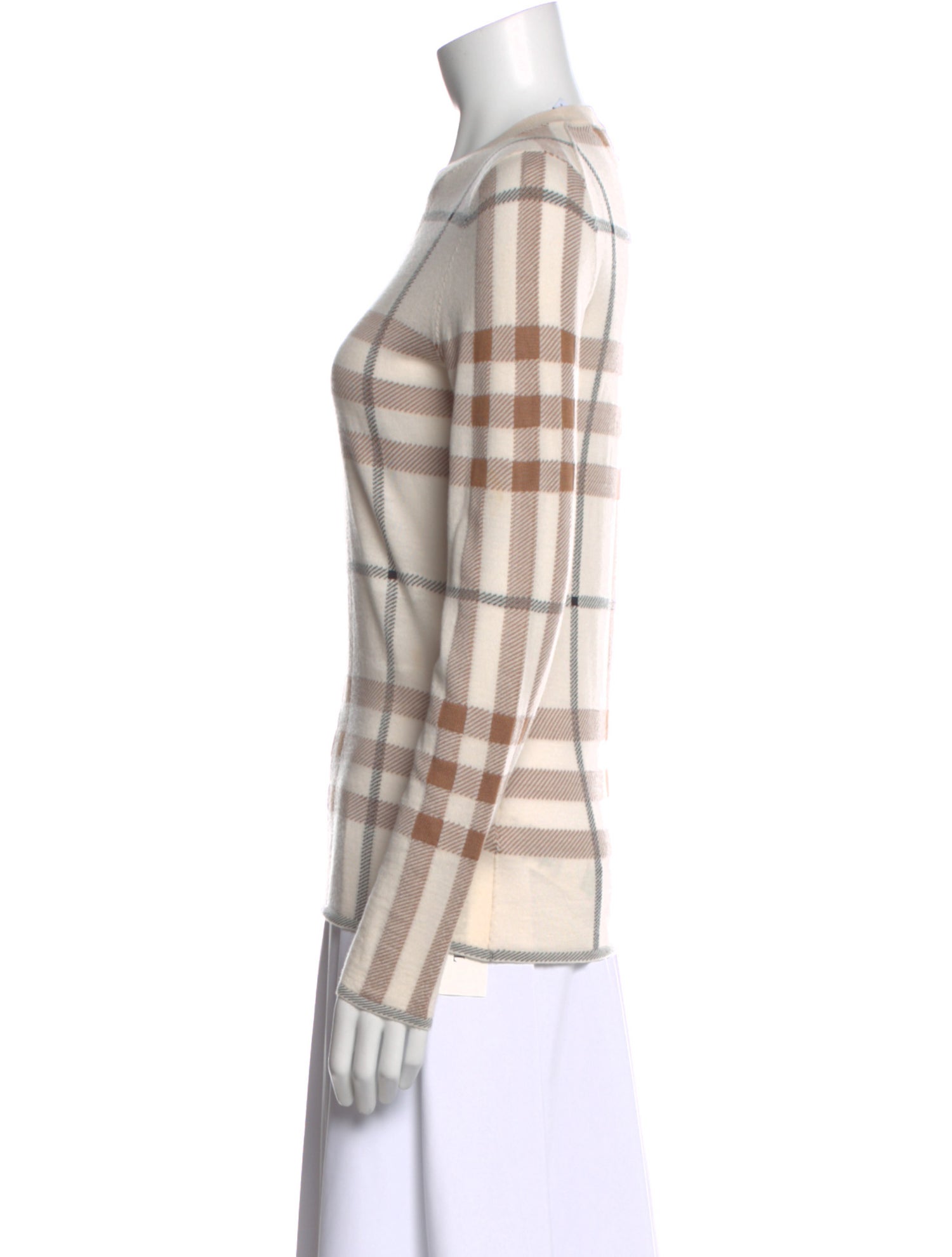 Burberry Wool Plaid Print Top