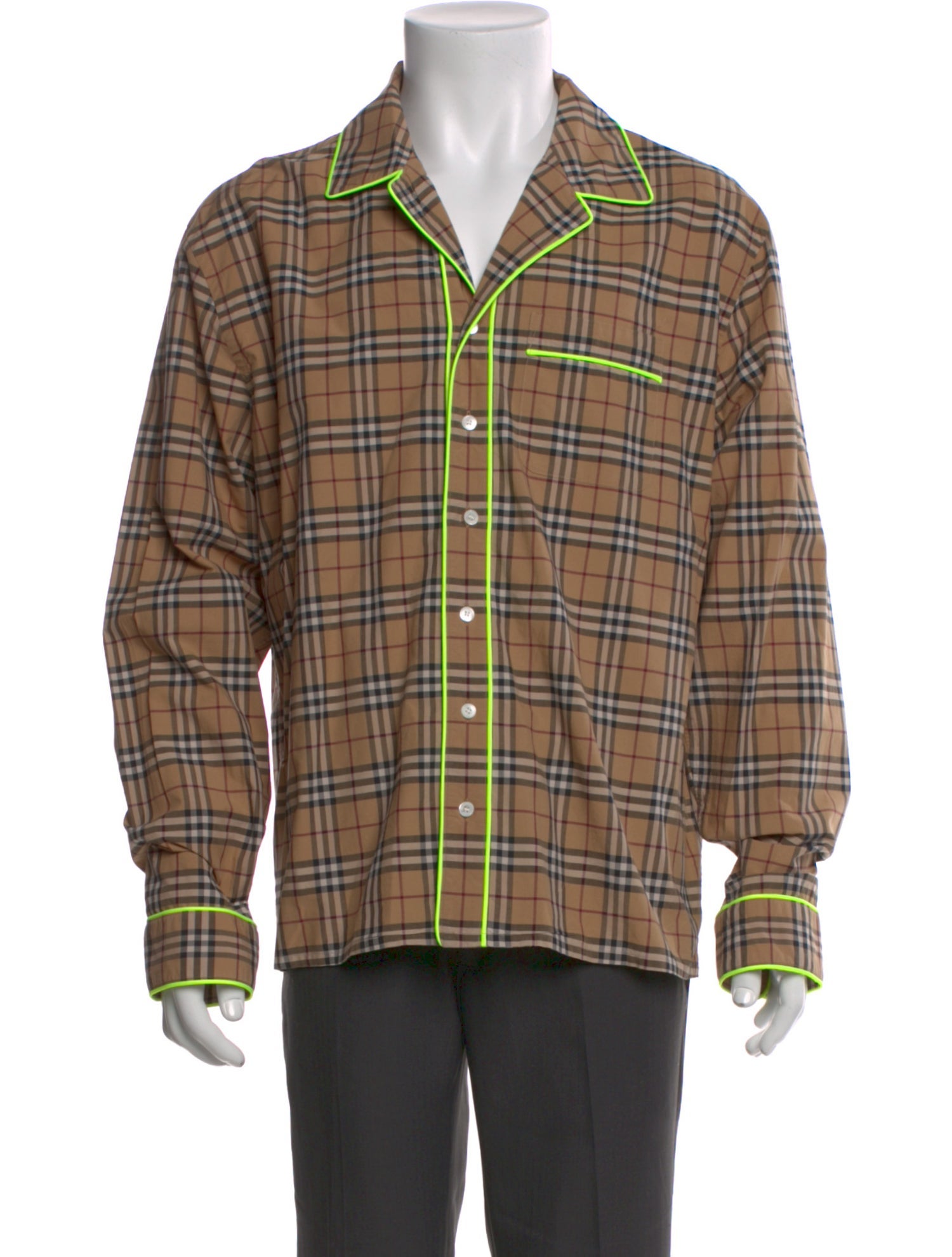 Burberry Plaid Print Long Sleeve Shirt