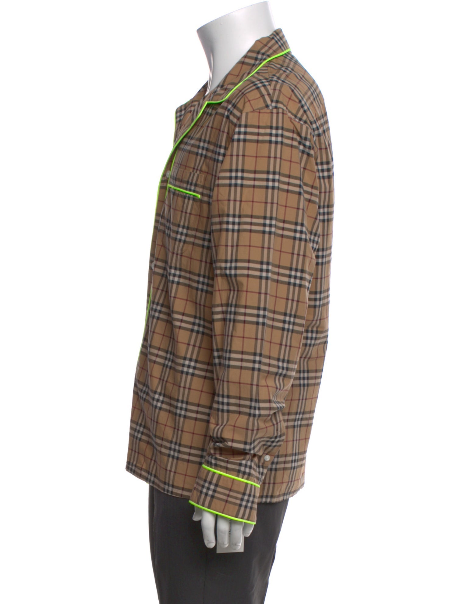 Burberry Plaid Print Long Sleeve Shirt