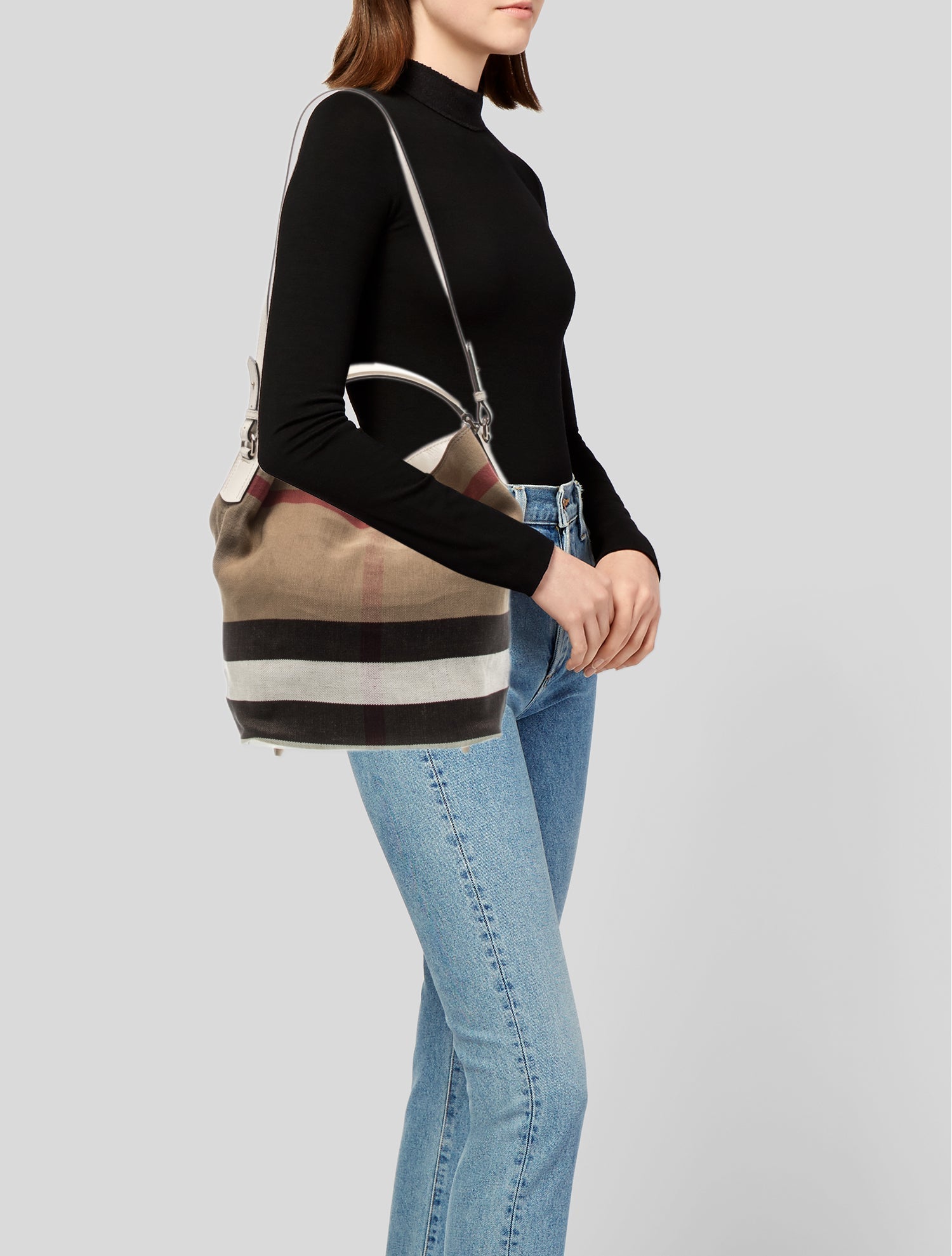 Burberry Exploded Check Bucket Bag