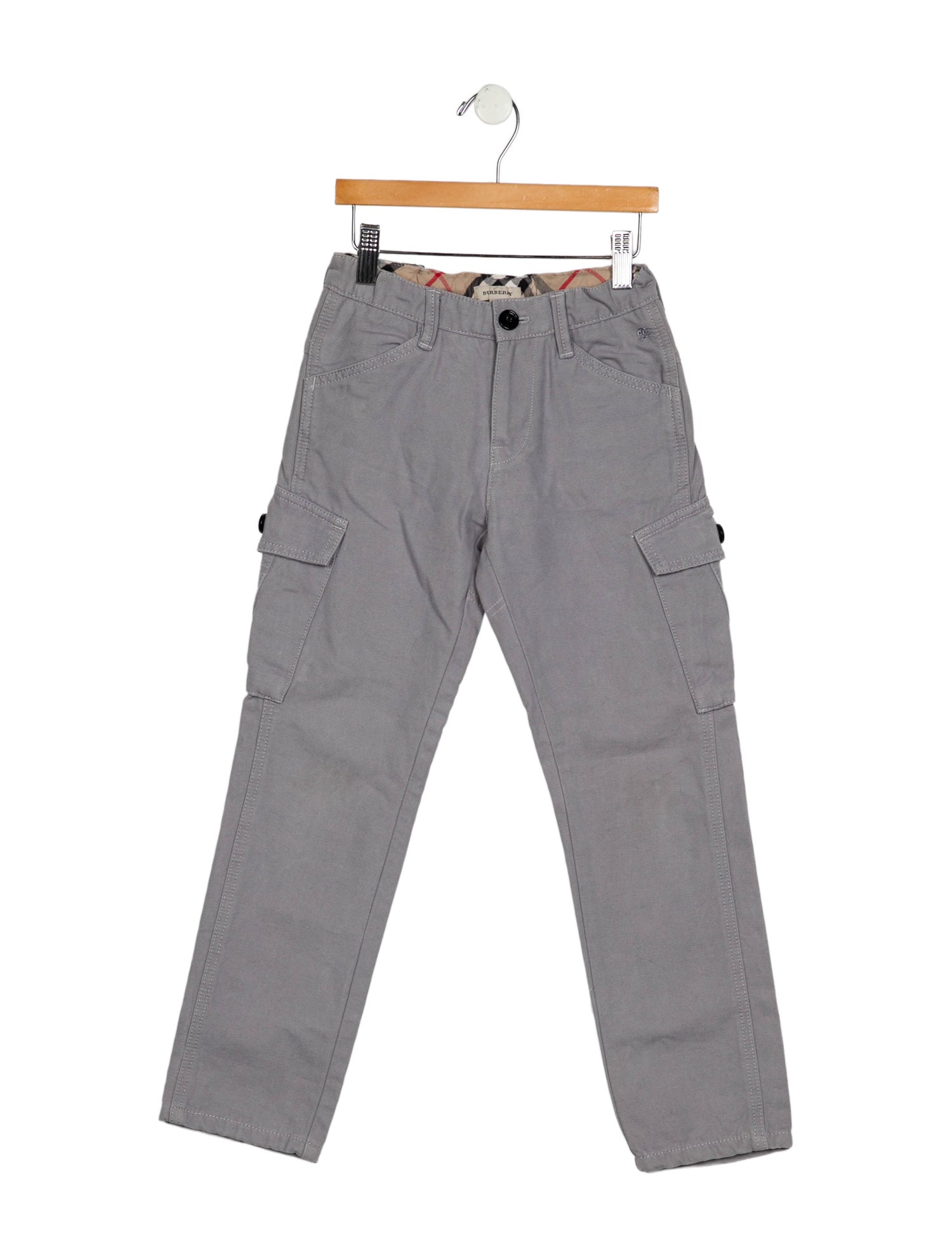 Burberry Cotton grey pants with zip and button closure