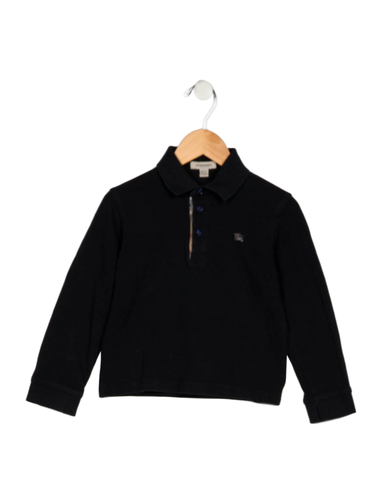 Burberry Cotton blue and neutral patterned polo long sleeve shirt