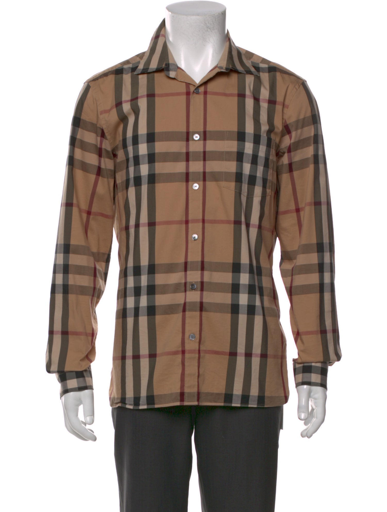 Burberry Plaid Print Long Sleeve Shirt