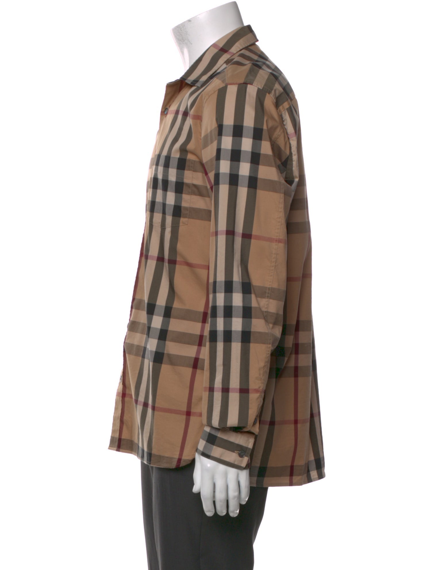 Burberry Plaid Print Long Sleeve Shirt