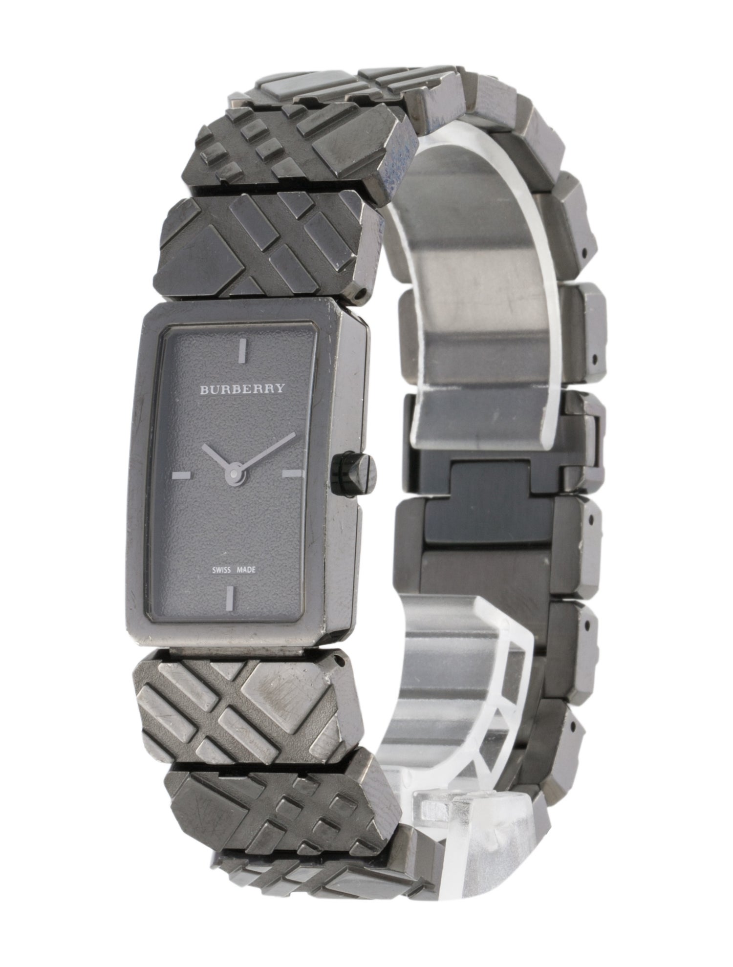 Burberry Check Engraved Watch