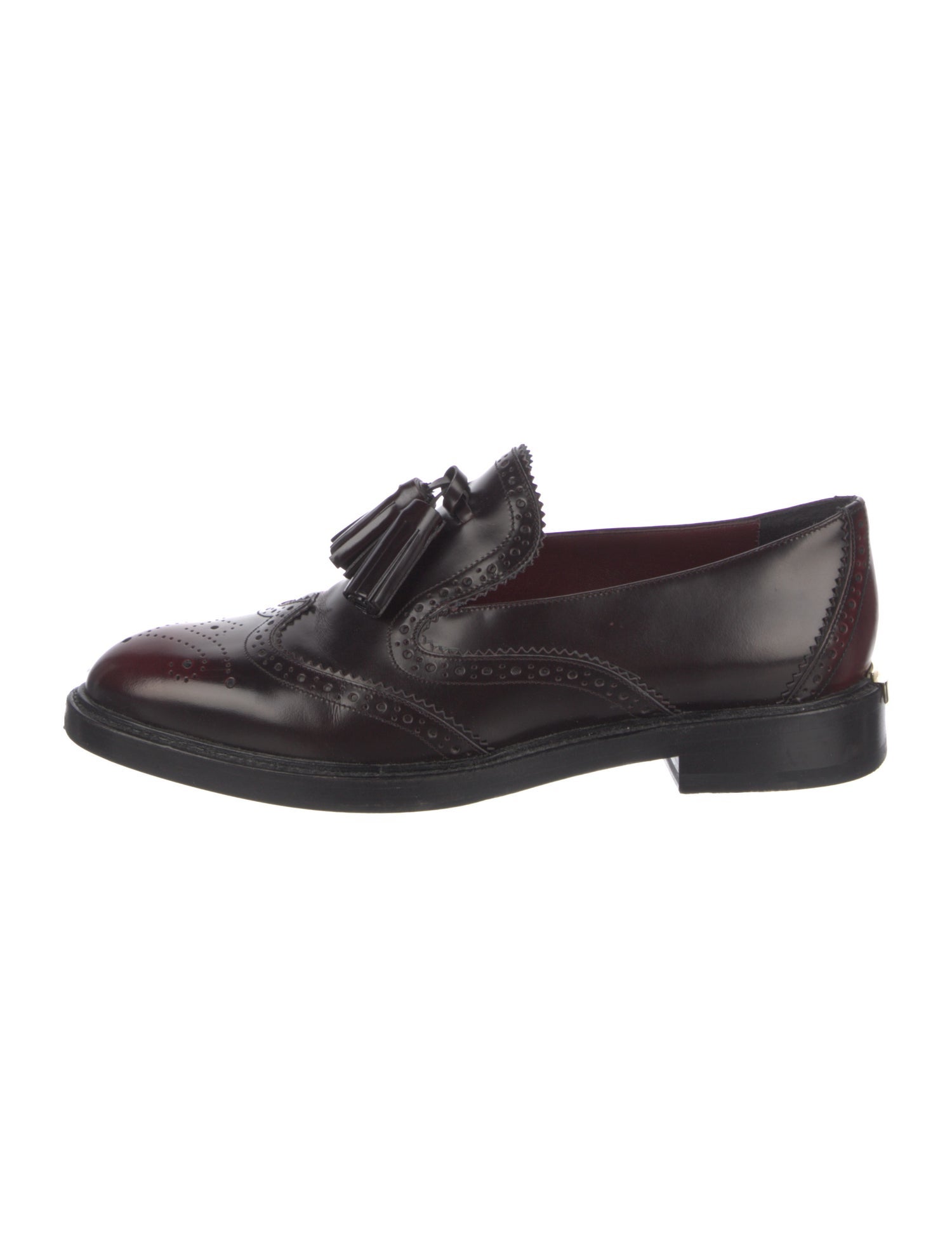 Burberry Leather Tassel Accents Dress Loafers
