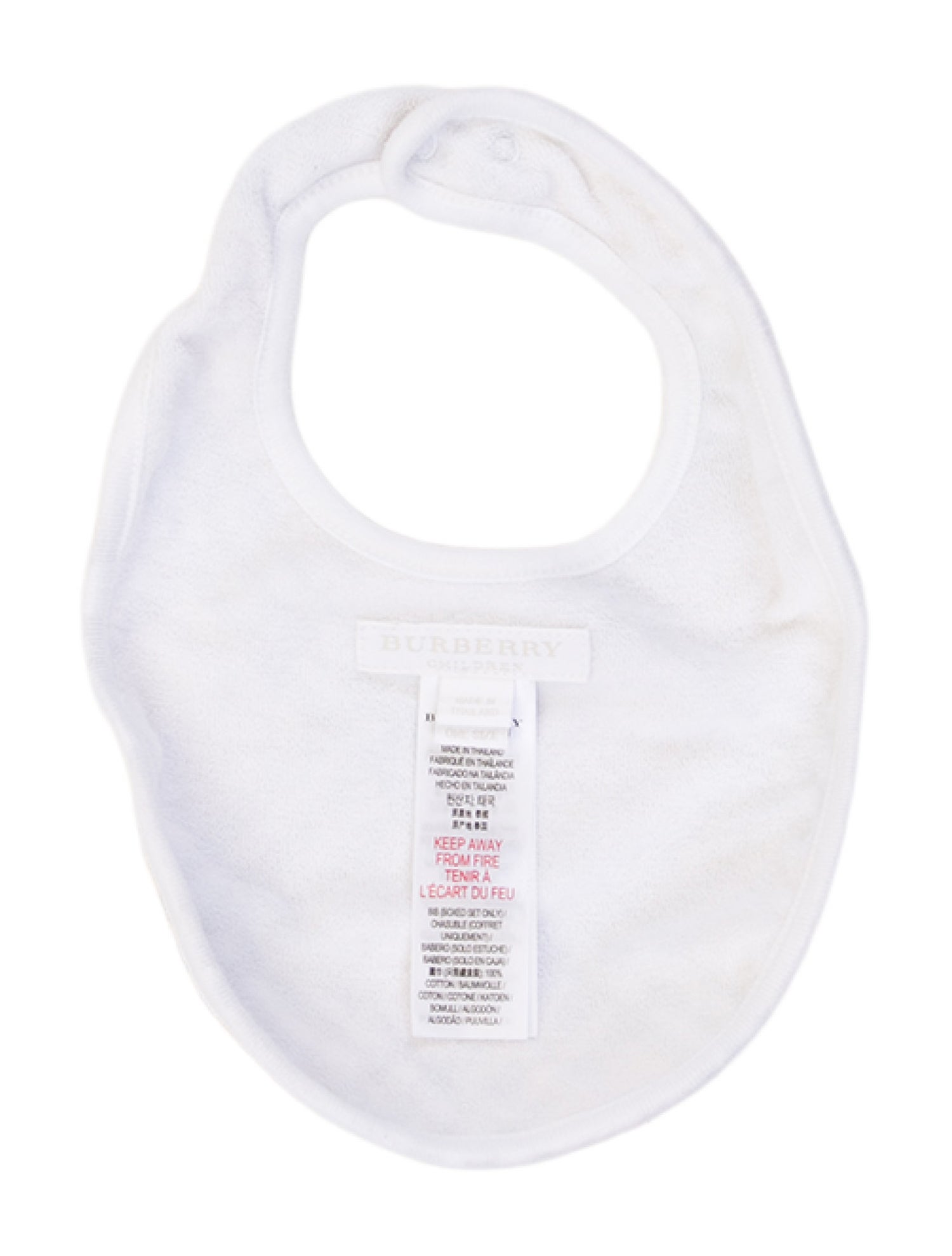 Burberry Cotton neutral Nova Check Bib with snap closure