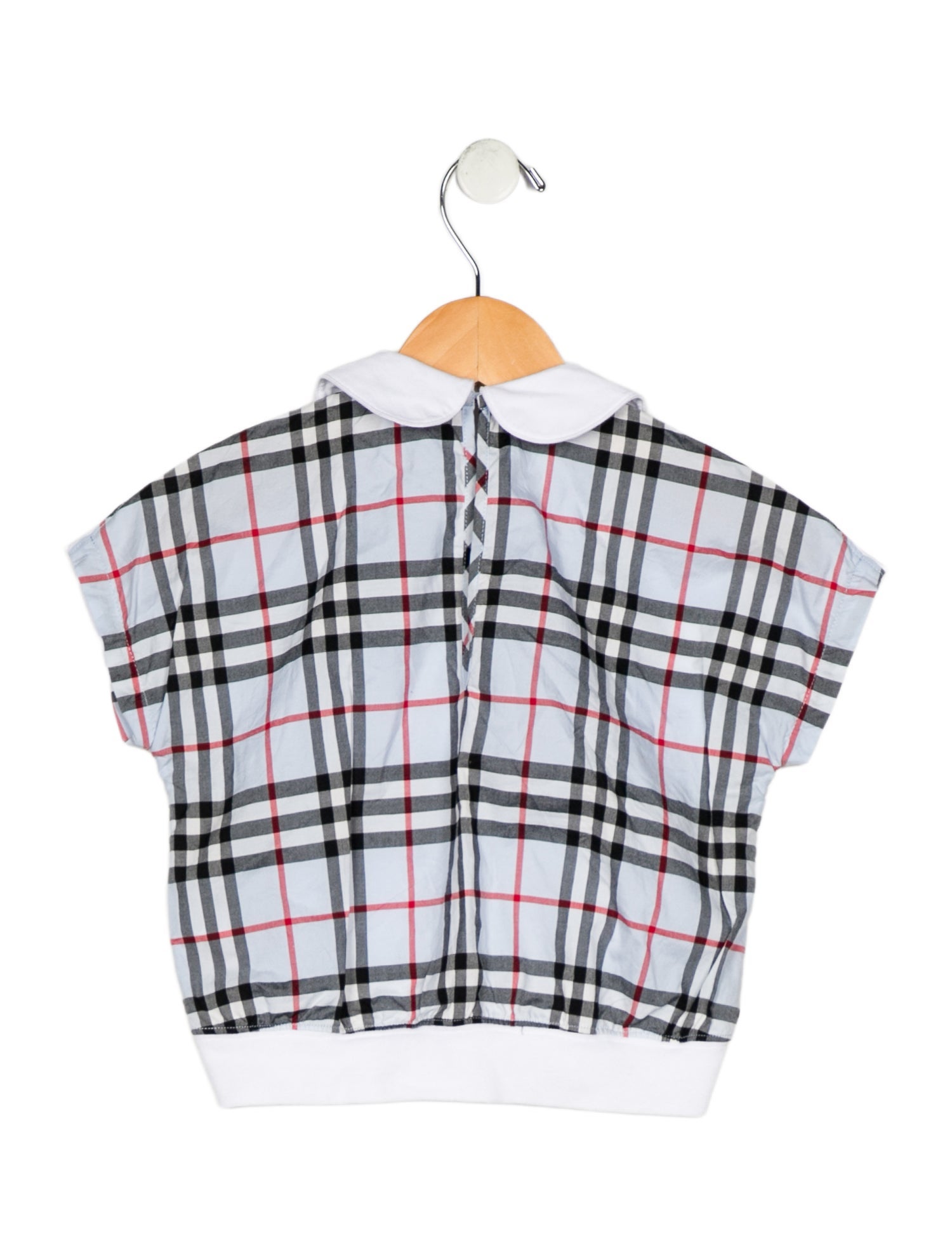 Burberry Kids Check Trim Short Sleeve Top