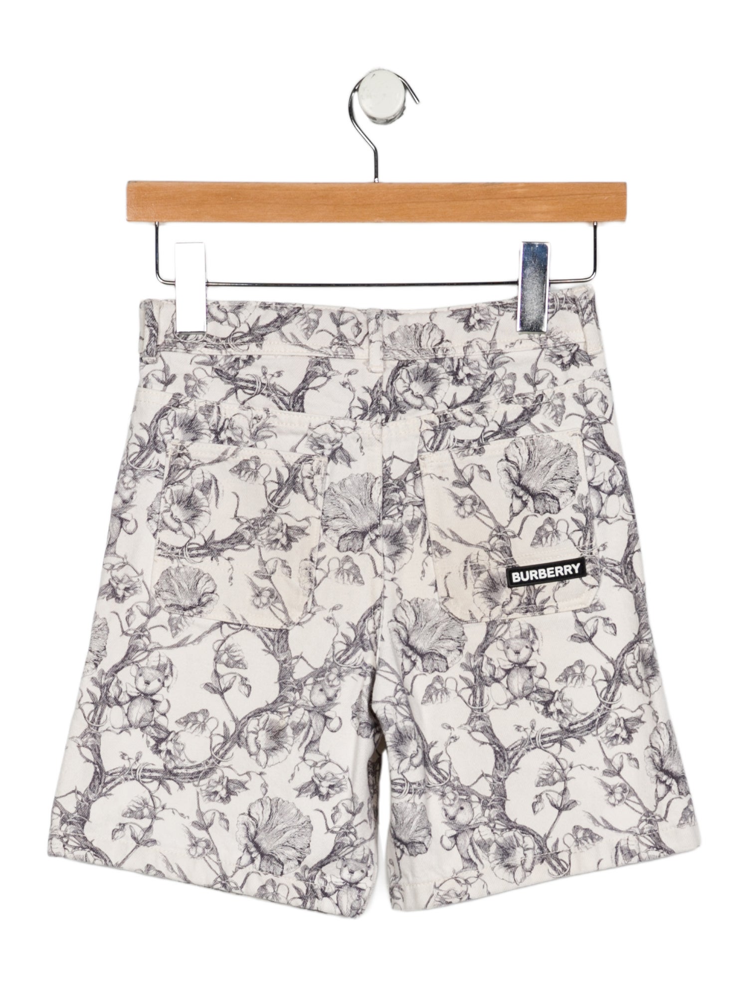 Burberry White and black patterned shorts with button and zip closure