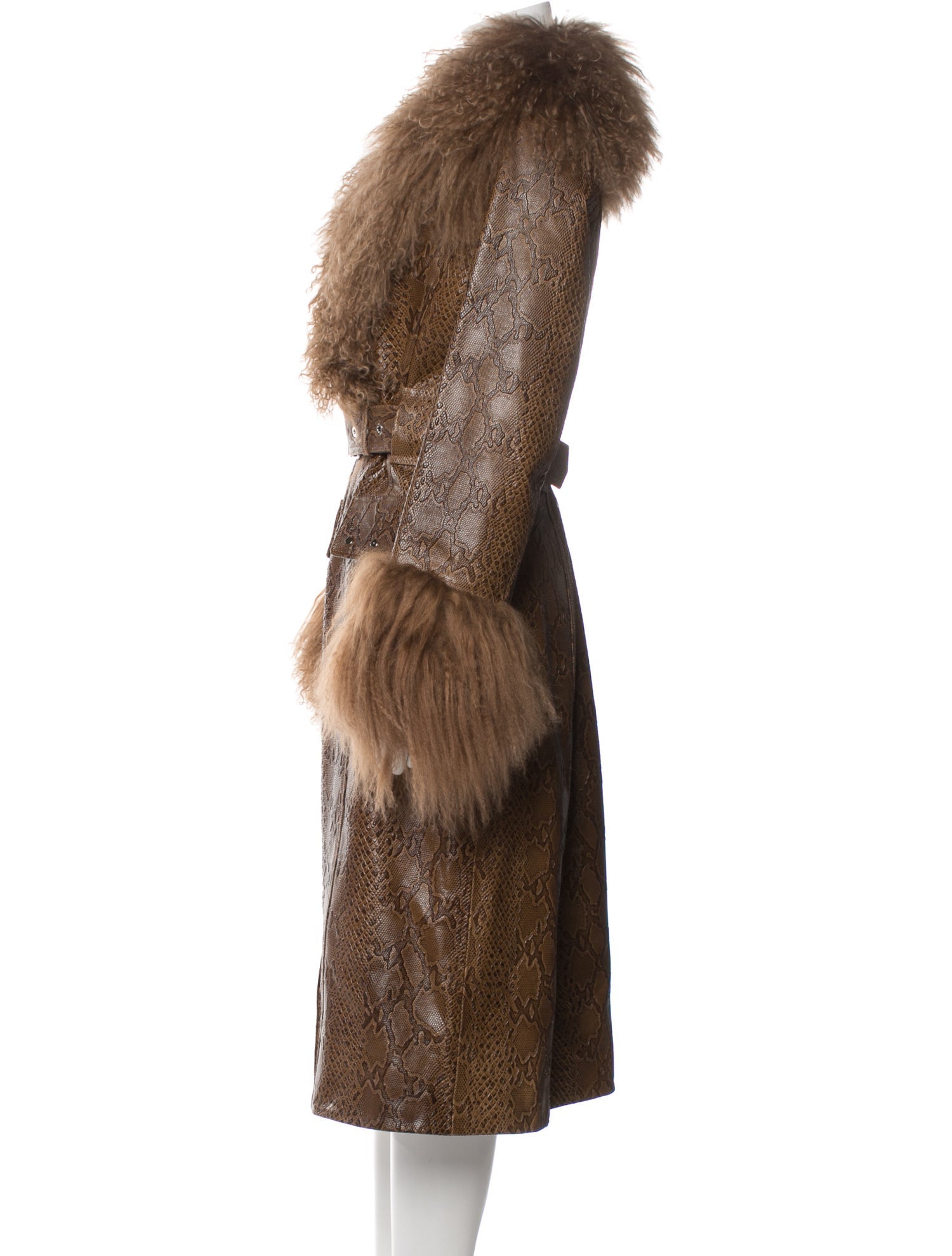 Burberry Calf Leather Animal Print Coat