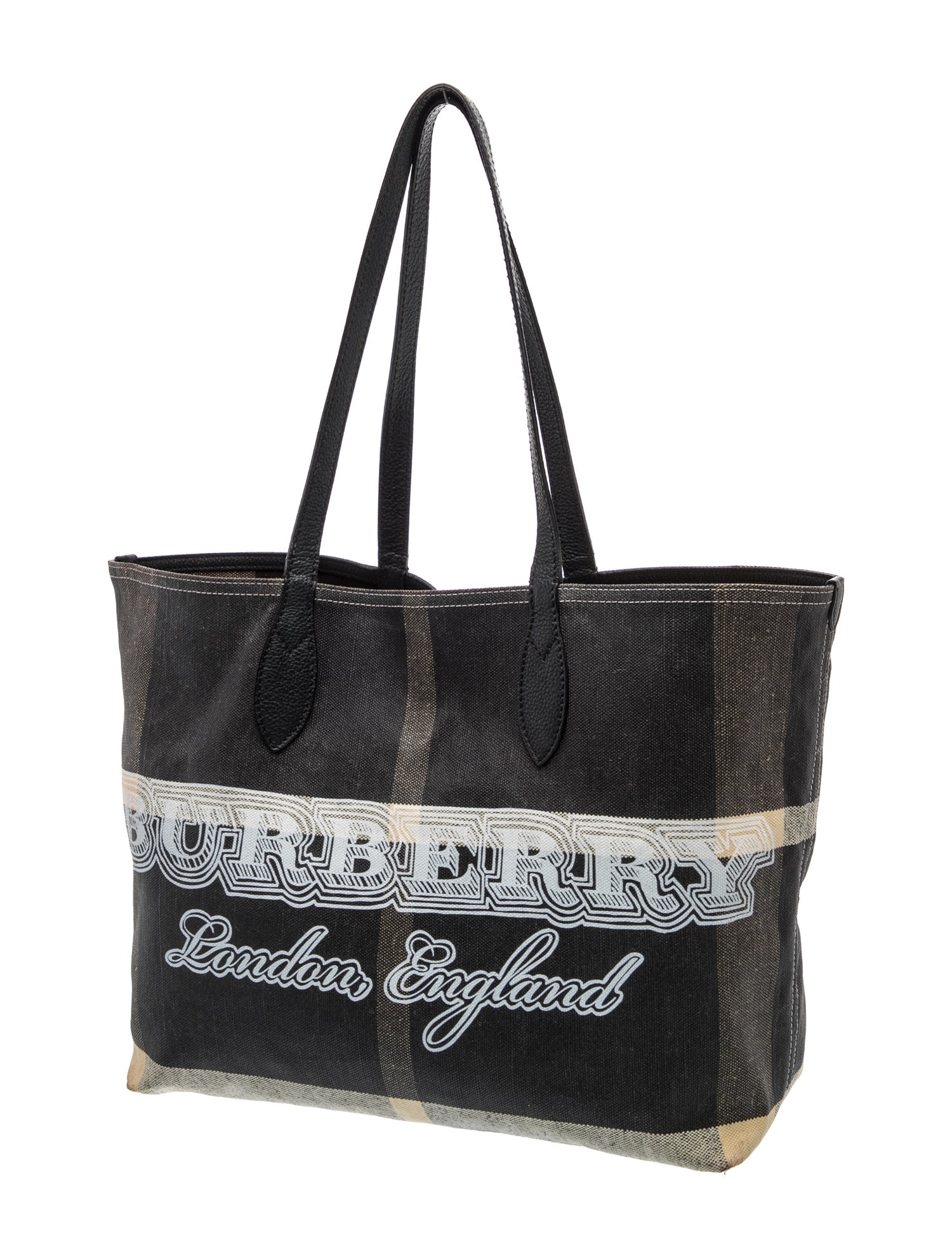 BURBERRY かごバッグ エナメル・籐　ブラック Burberry Canvas Tote - Black Totes, Handbags - BUR577235 | The