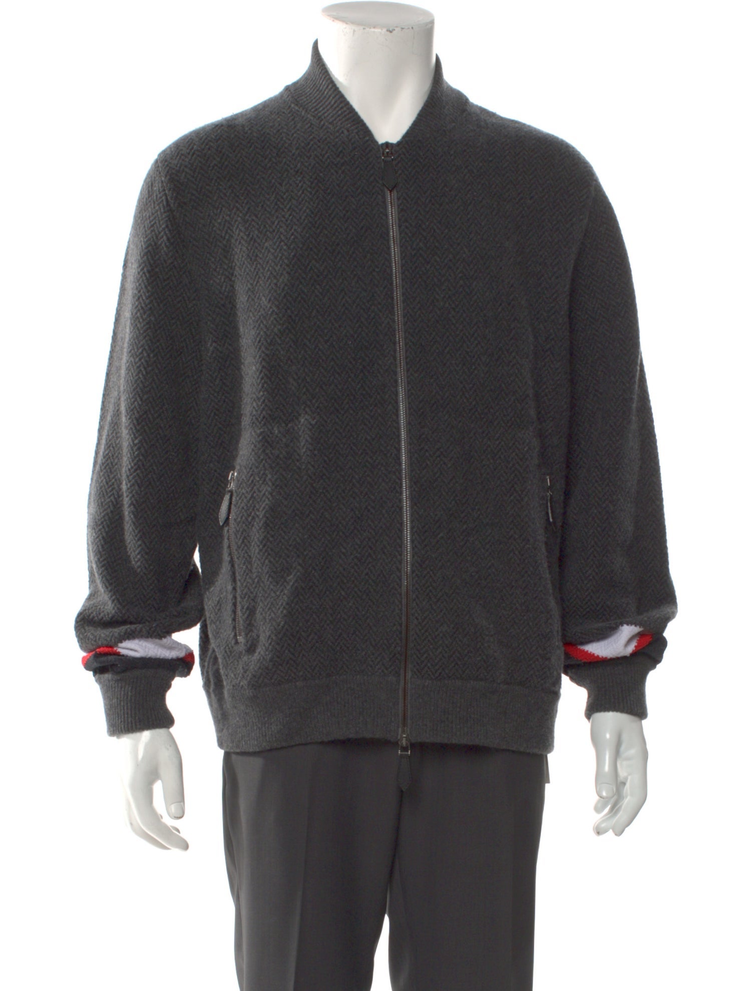 Burberry Nova Check Pattern Mock Neck Cardigan