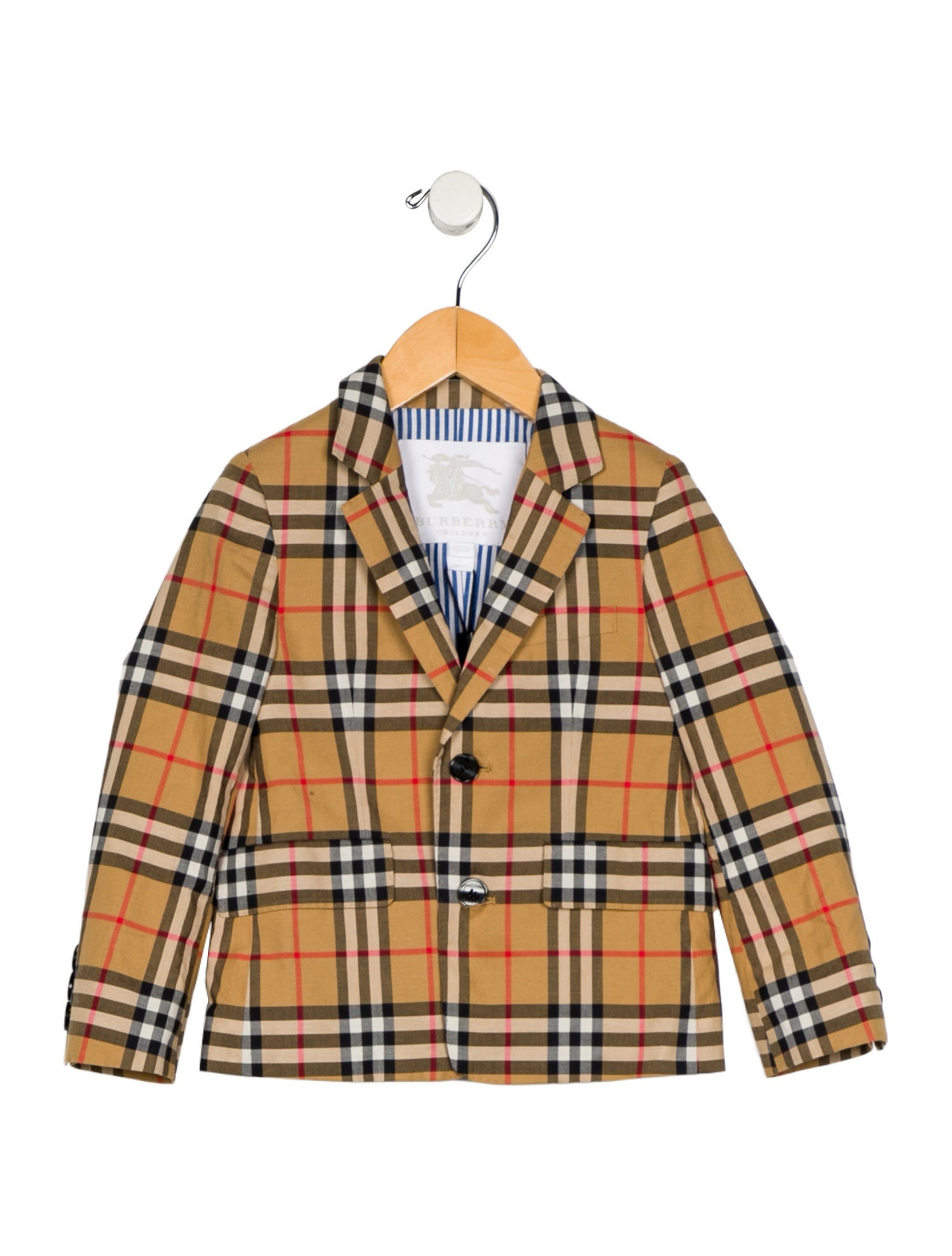 Burberry Cotton neutral and multicolor patterned blazer jacket with button closure w/Tags