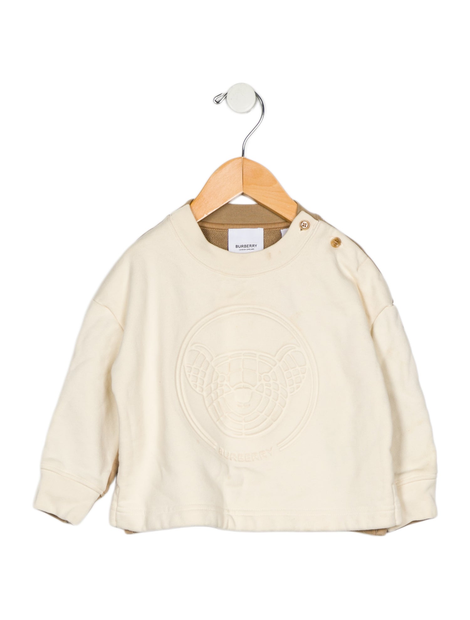 Burberry Cotton neutral patterned sweatshirt with side button closure