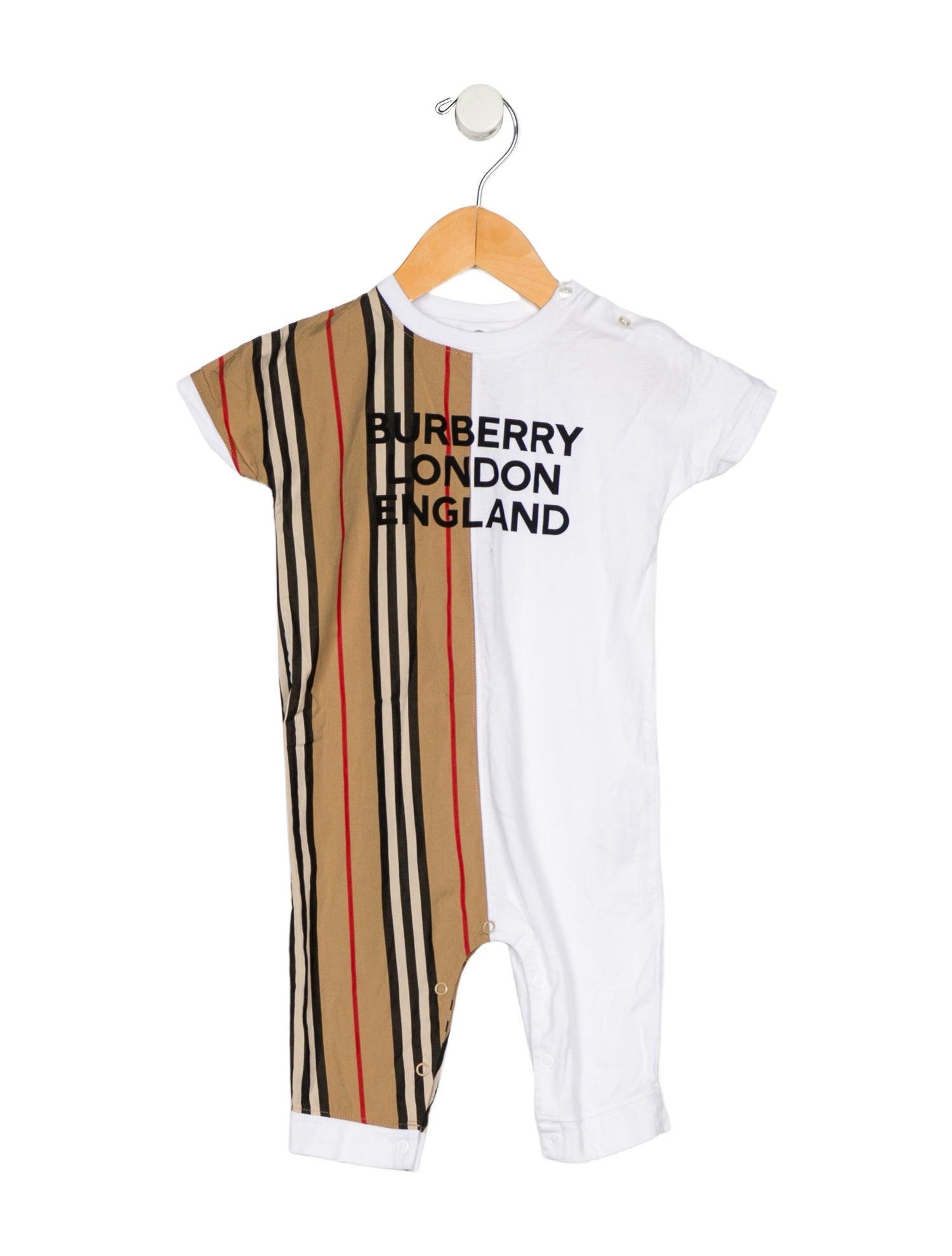 Burberry Cotton neutral and multicolor patterned one piece with snap closure