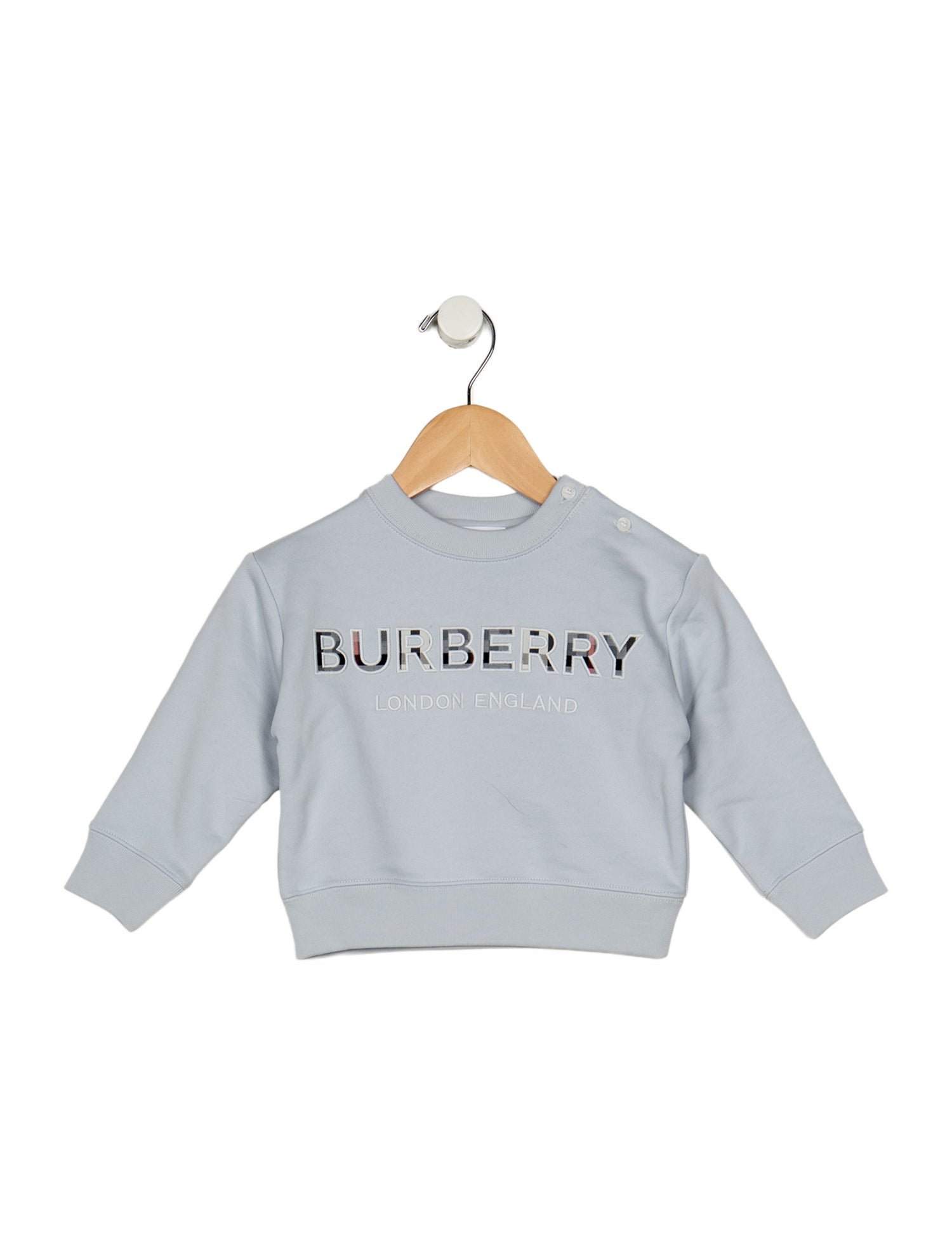 Burberry Cotton blue casual sweatshirt with side snap closure and branding motif