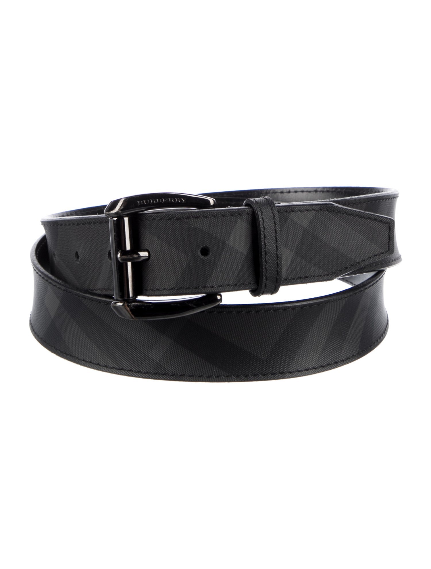 Burberry Smoked Check Pattern Leather Waist Belt