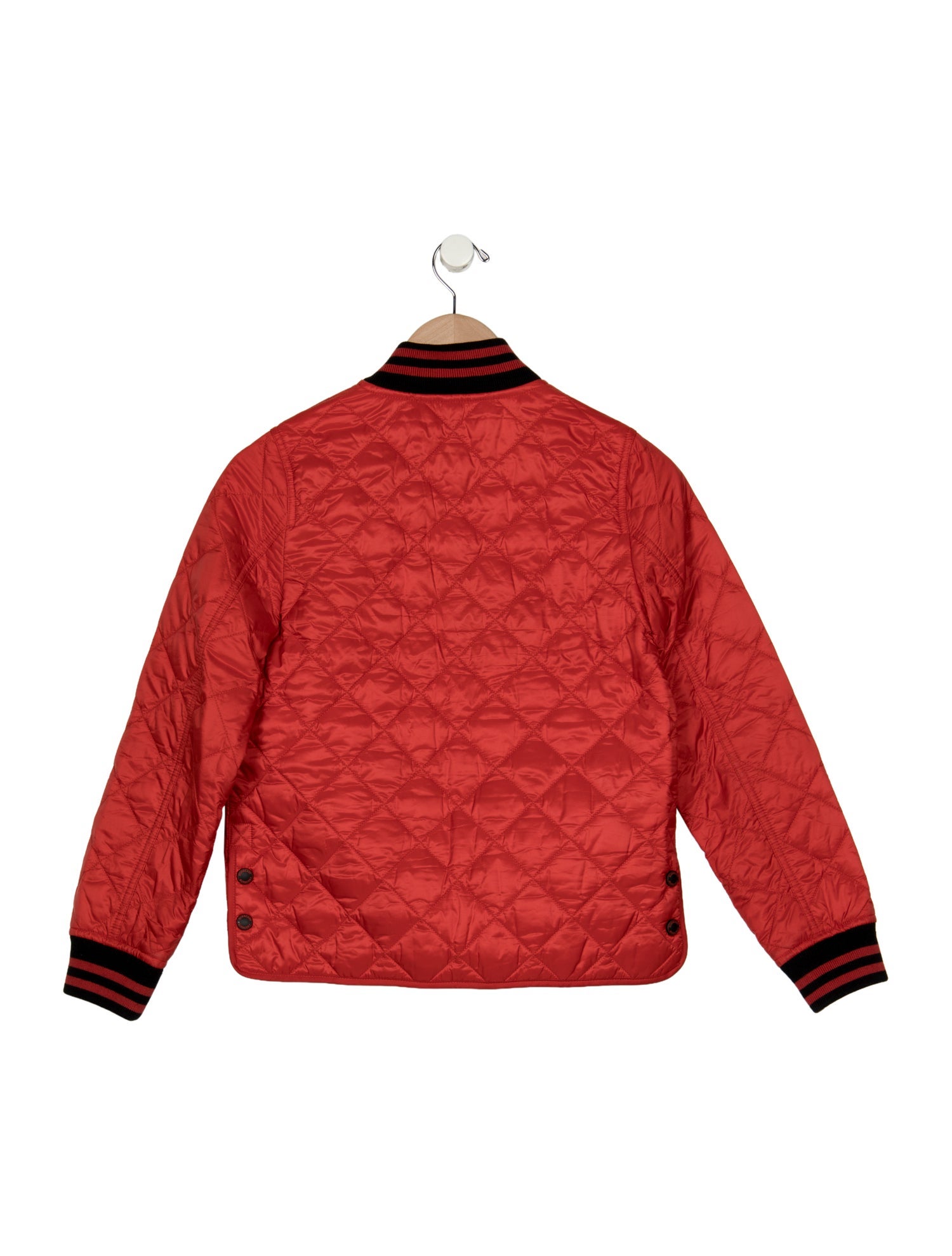 Burberry Red casual jacket with branding patch and snap closure