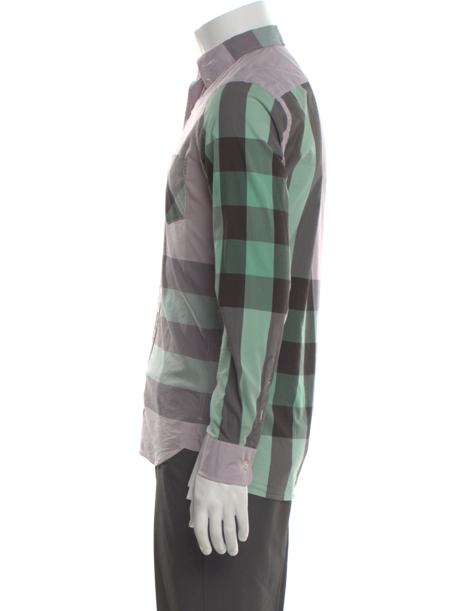 Burberry Plaid Print Long Sleeve Shirt