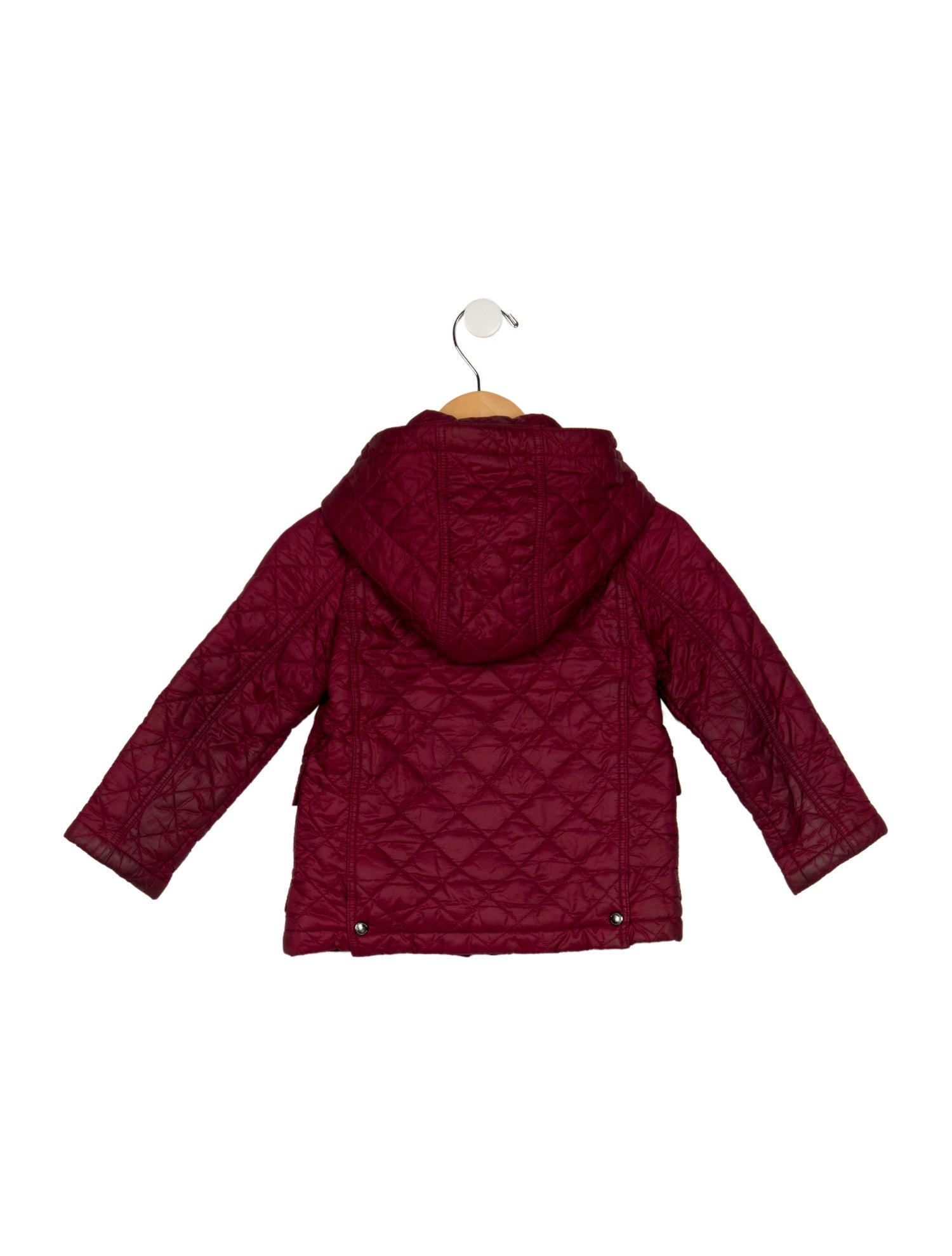 Burberry Burgundy casual quilted coat with detachable hood and zip closure