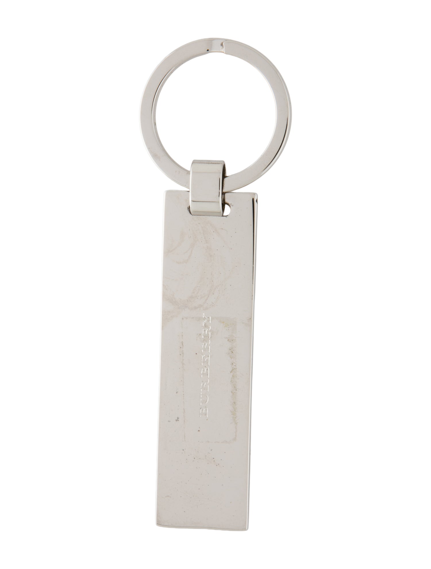 Burberry Rectangular Metal Engraved Keychain