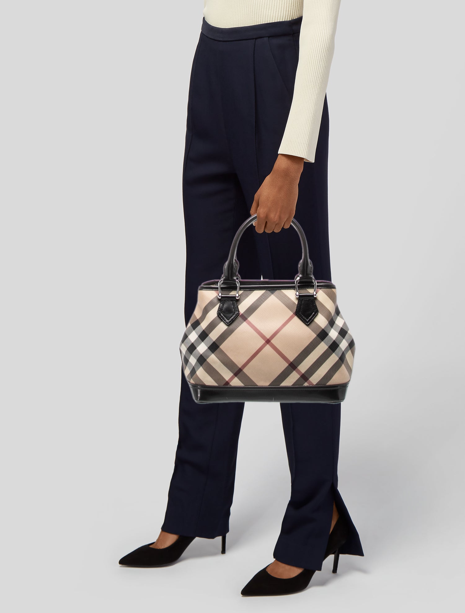 Burberry Super Nova Check Top Handle Bag - Neutrals Handle Bags