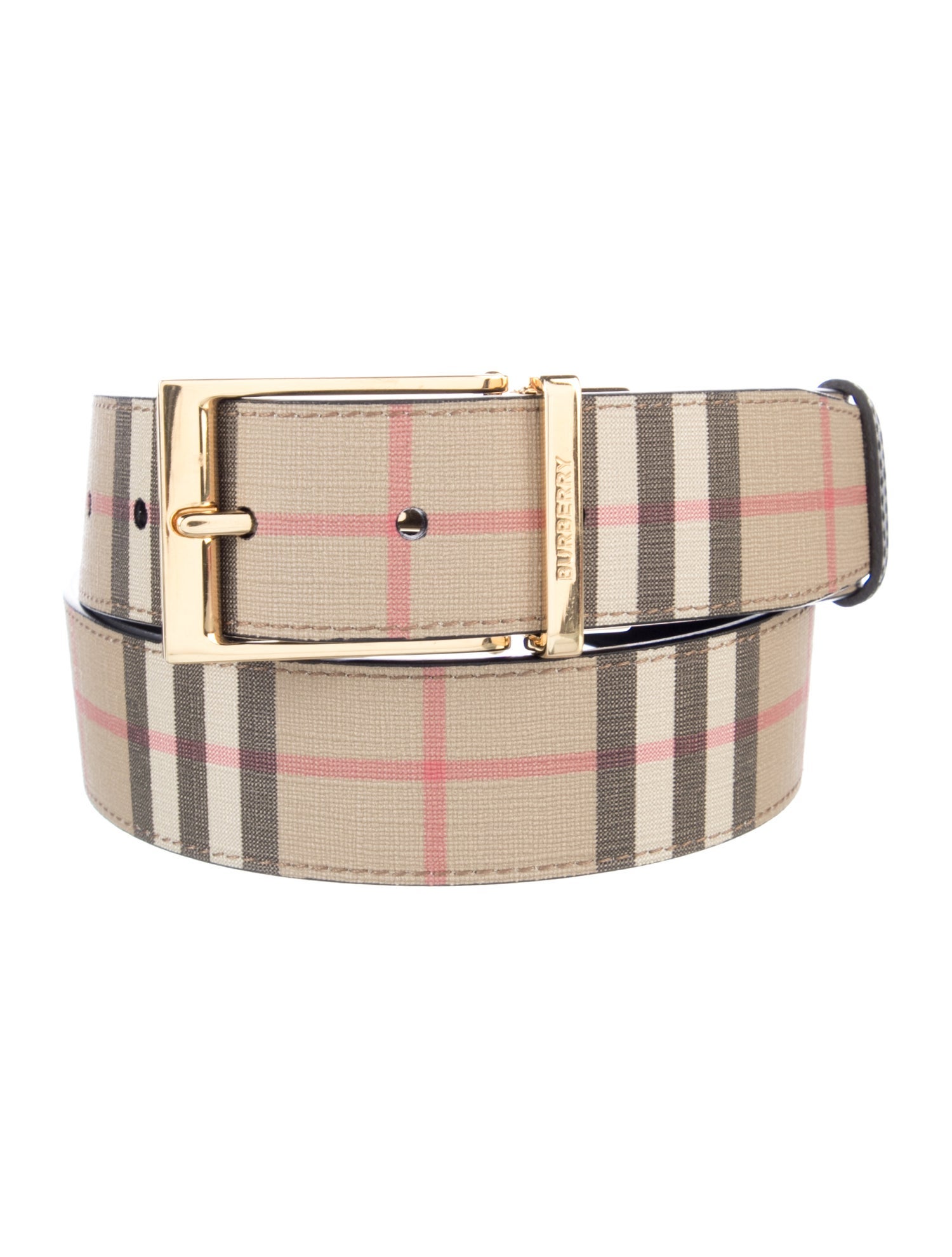 Burberry House Check Pattern Leather Trim Embellishment Waist Belt w/ Tags