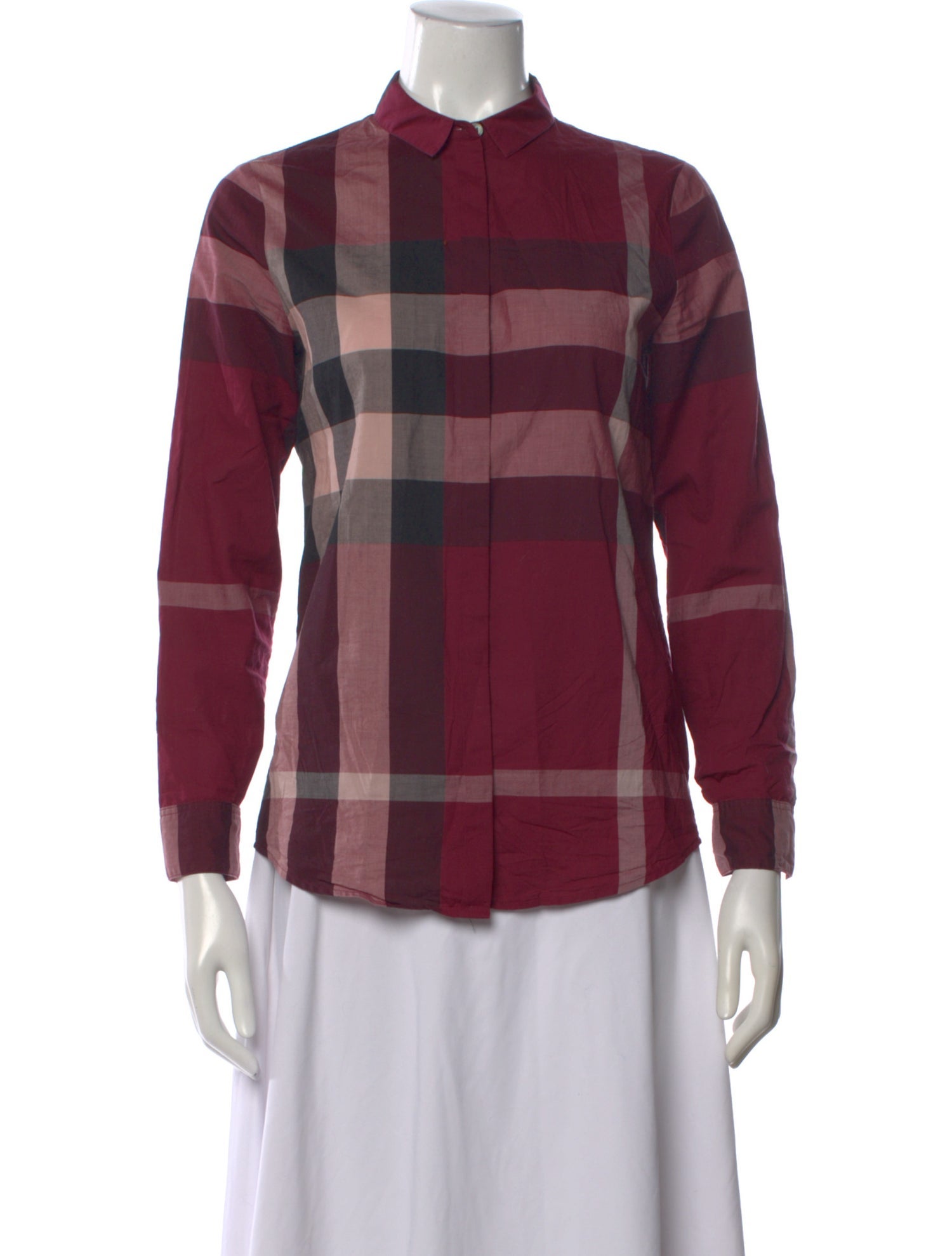 Burberry Plaid Print Long Sleeve Top