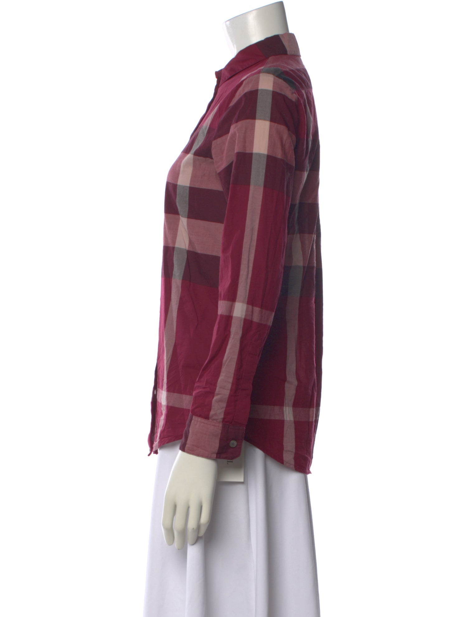 Burberry Plaid Print Long Sleeve Top