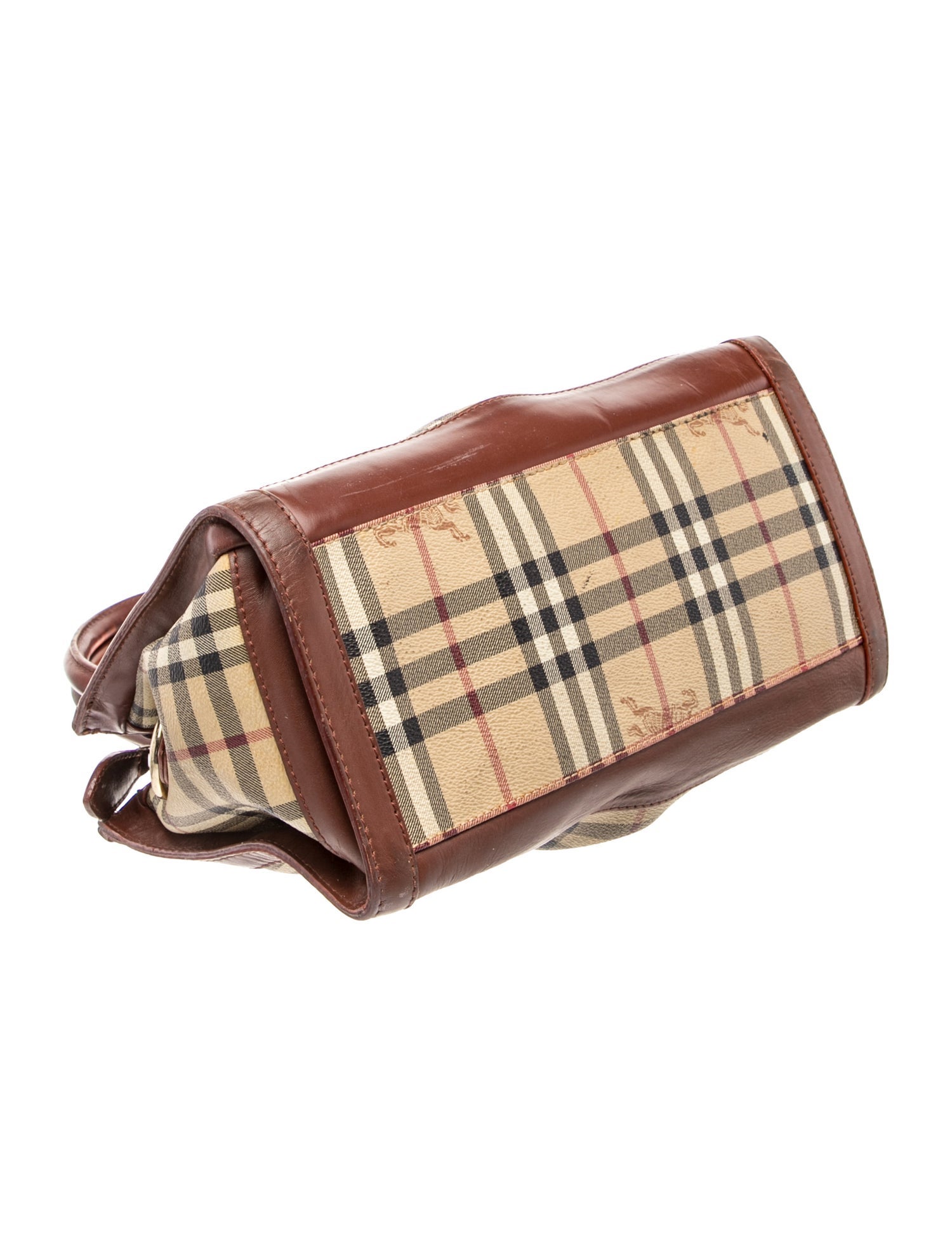 Burberry Blue Label Haymarket Check Top Handle Bag - Brown Handle