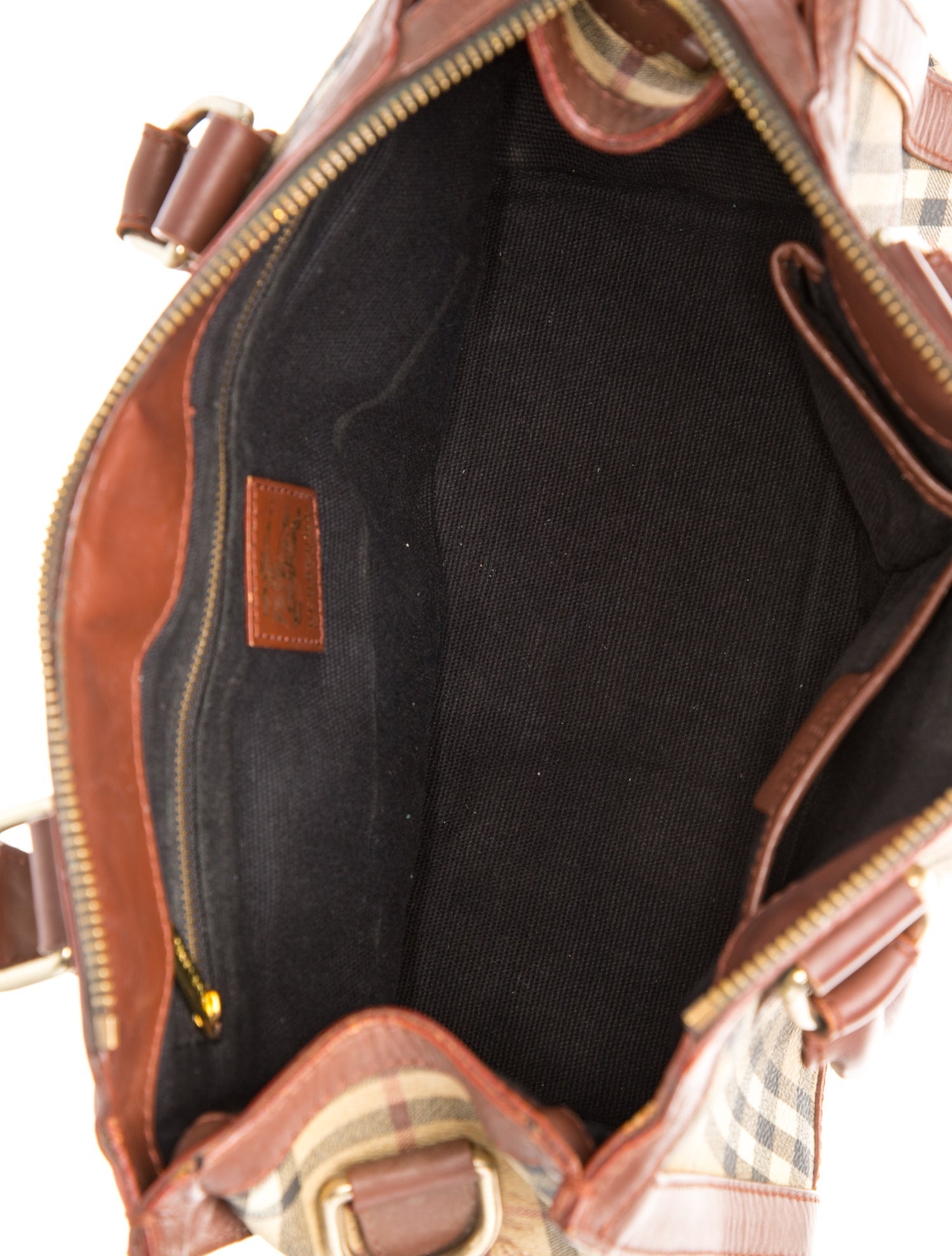 Burberry Blue Label Haymarket Check Top Handle Bag - Brown Handle