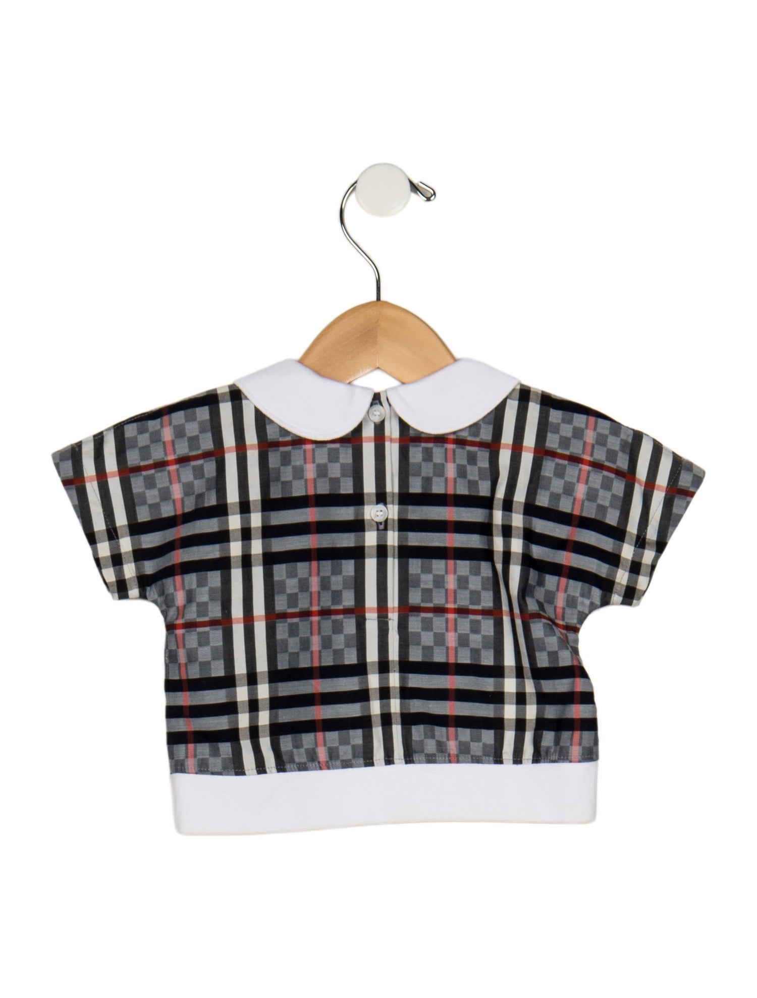 Burberry Cotton grey and multicolor patterned short sleeve shirt with collar and button closure