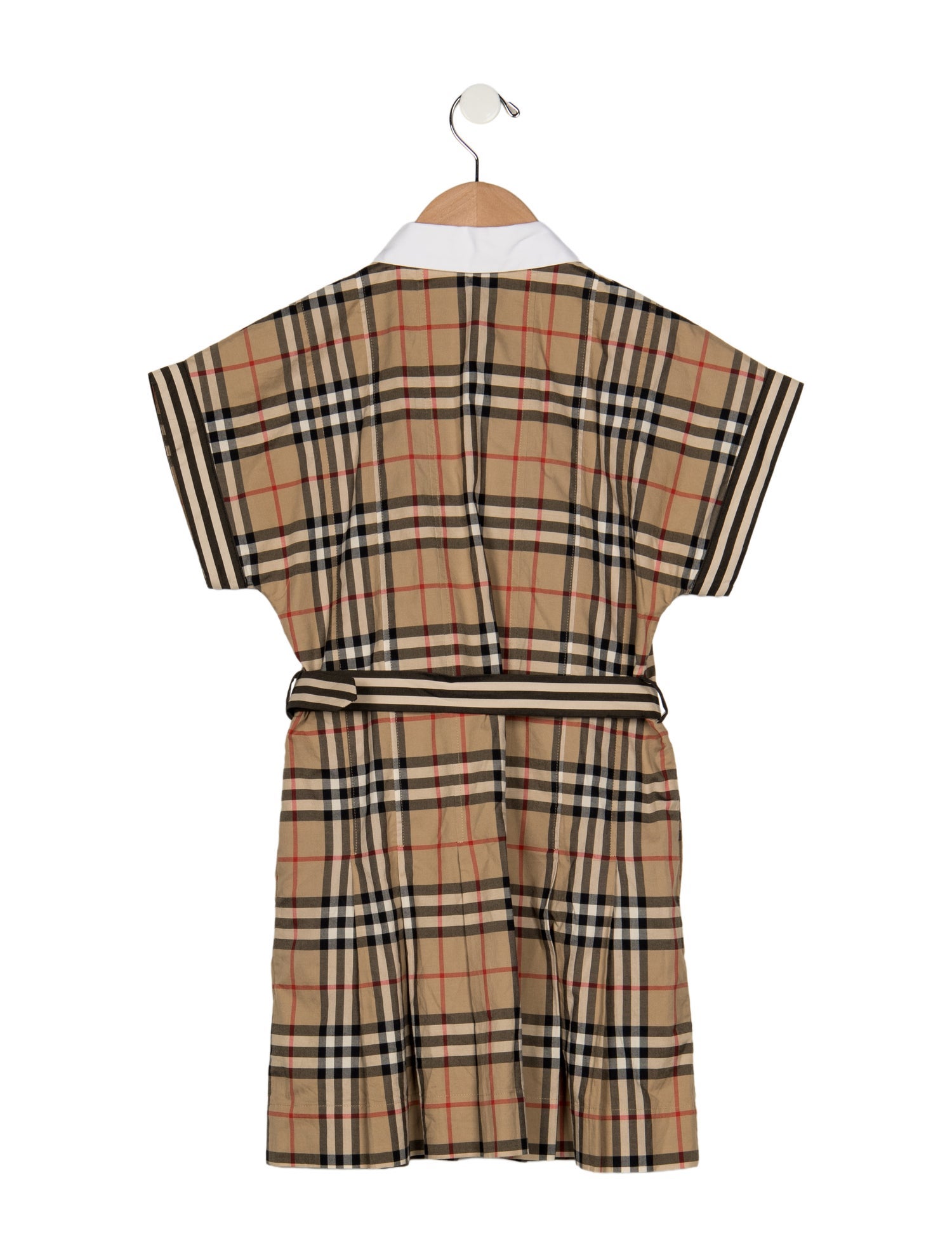 Burberry Cotton neutral patterned short sleeve dress with button closure