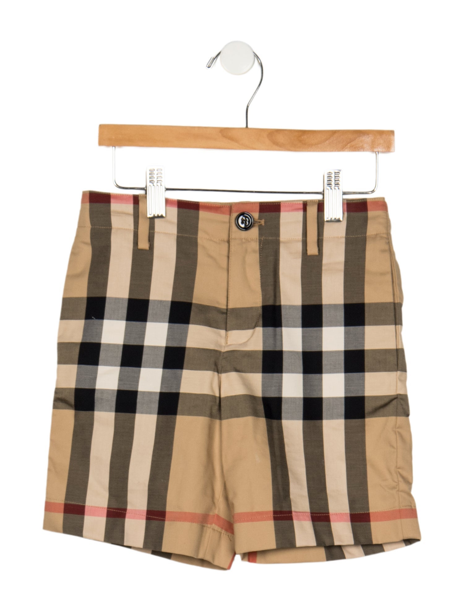Burberry Cotton neutral patterned shorts with button and zip closure