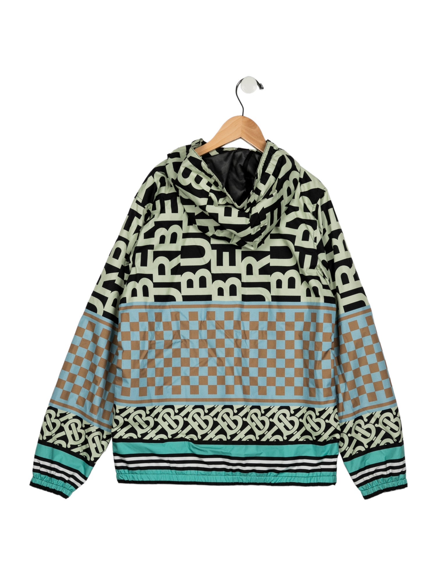 Burberry Black and multicolor patterned casual rain jacket