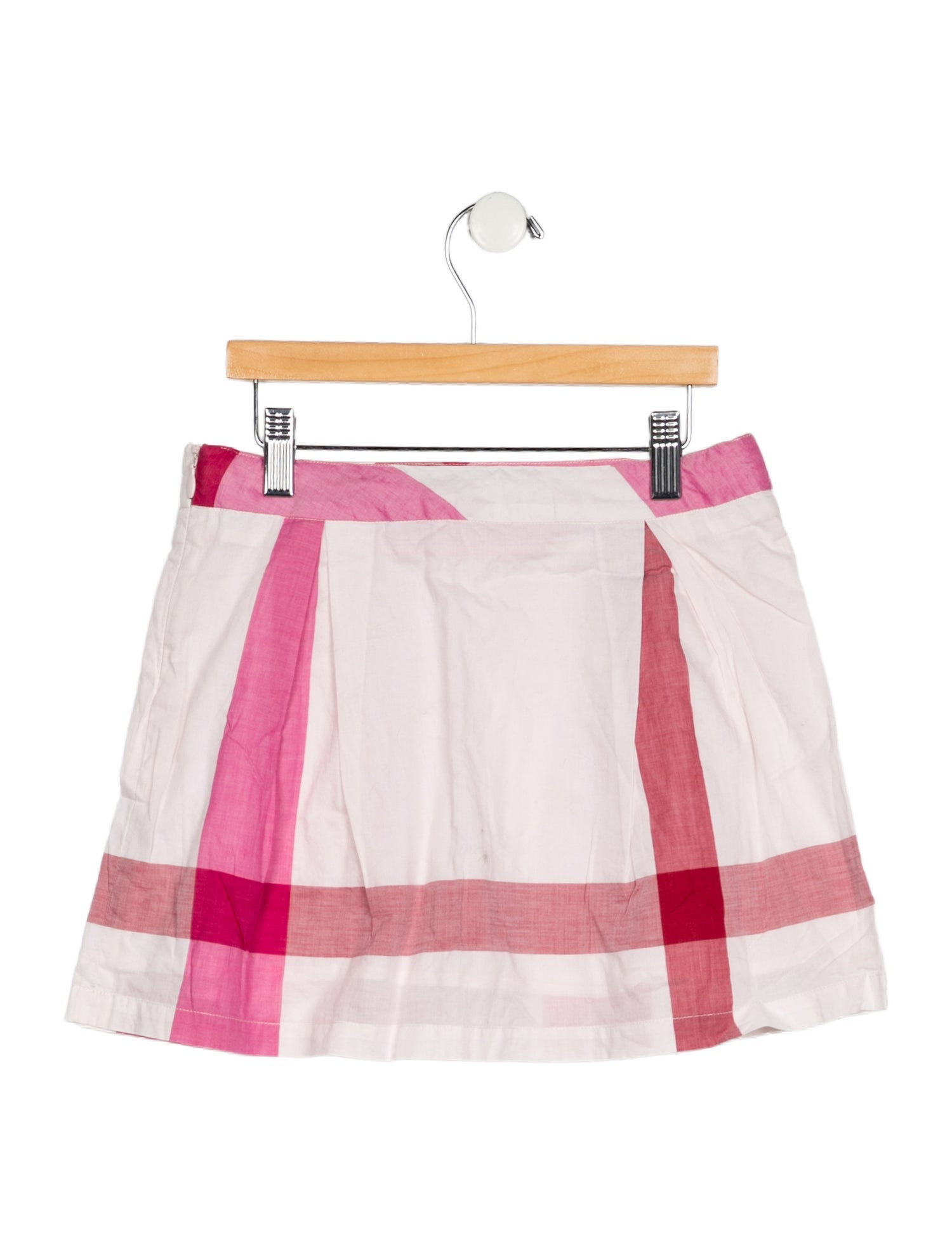 Burberry Pink patterned skirt with button and zip closure