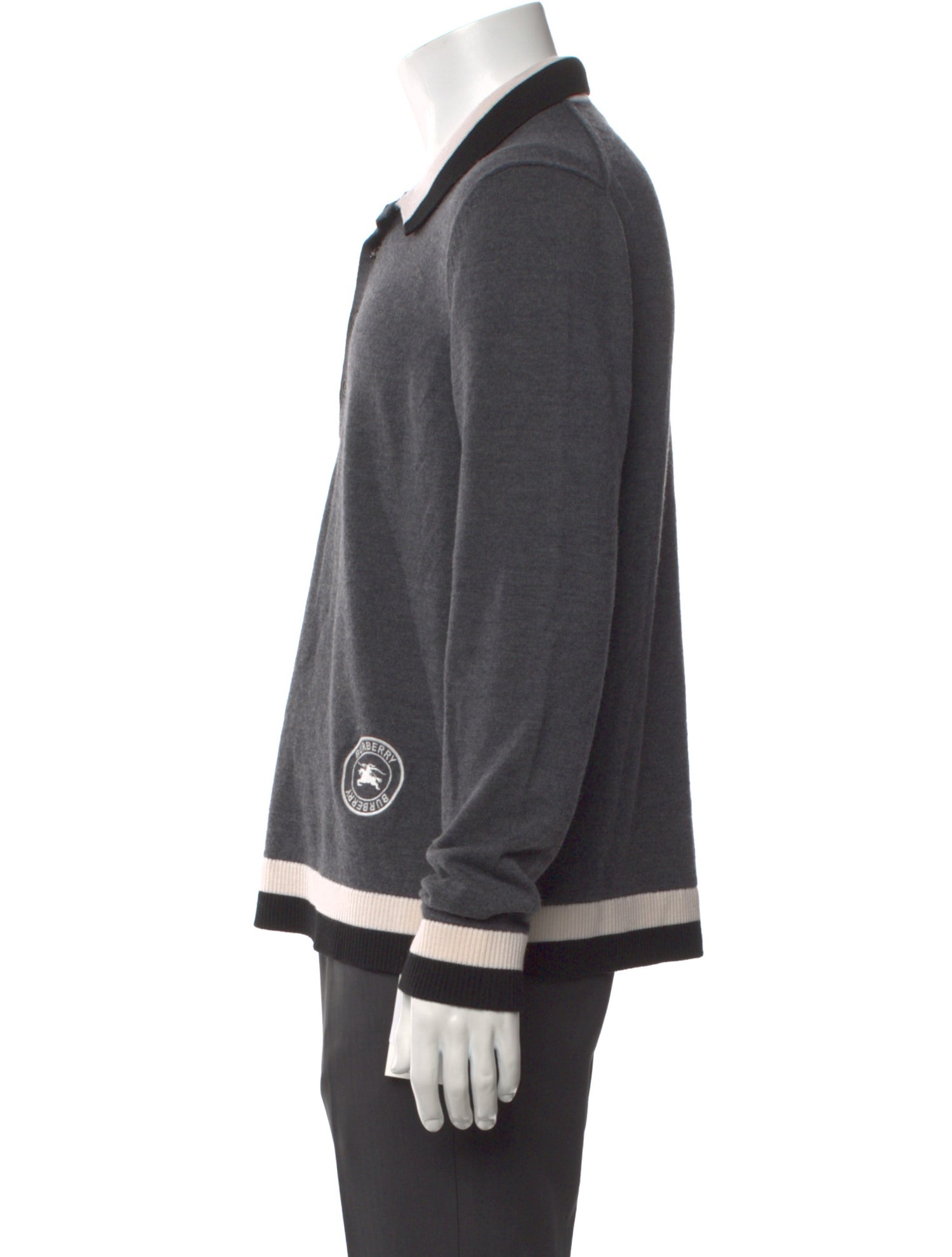 Burberry Nova Check Pattern Merino Wool Polo Sweater