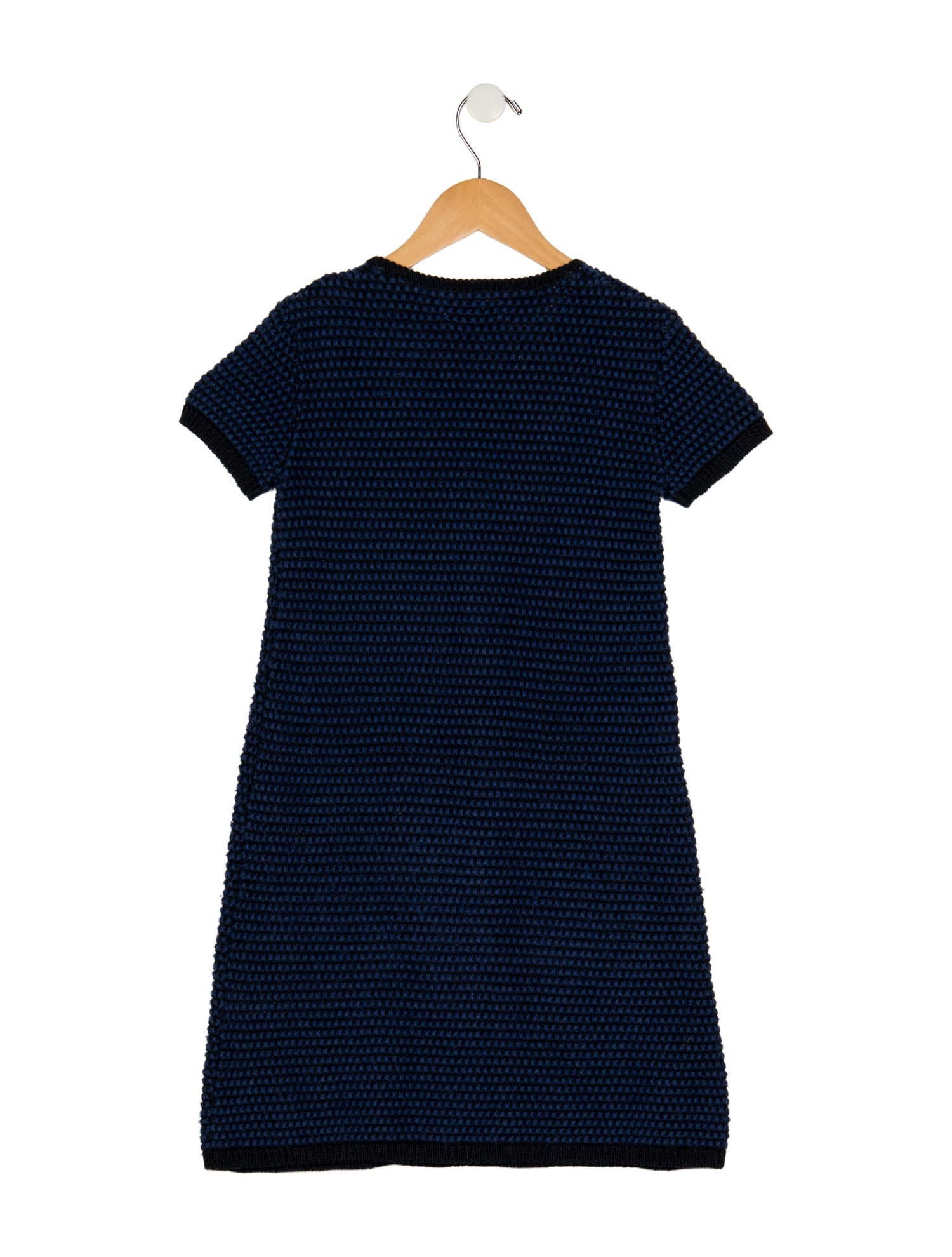 Burberry Linen blue and multicolor casual short sleeve knit dress with button closure