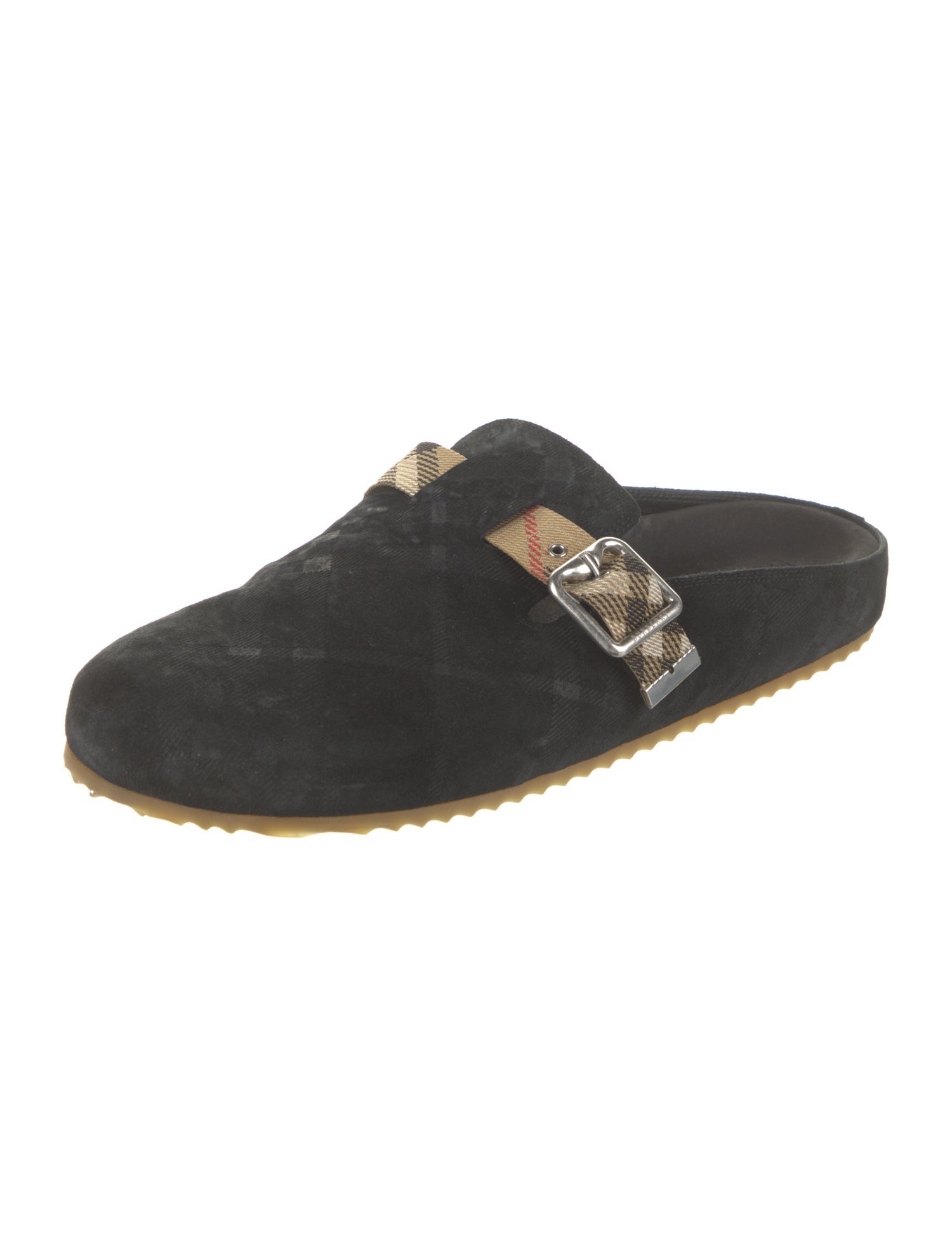 Burberry Nova Check Pattern Suede Slippers
