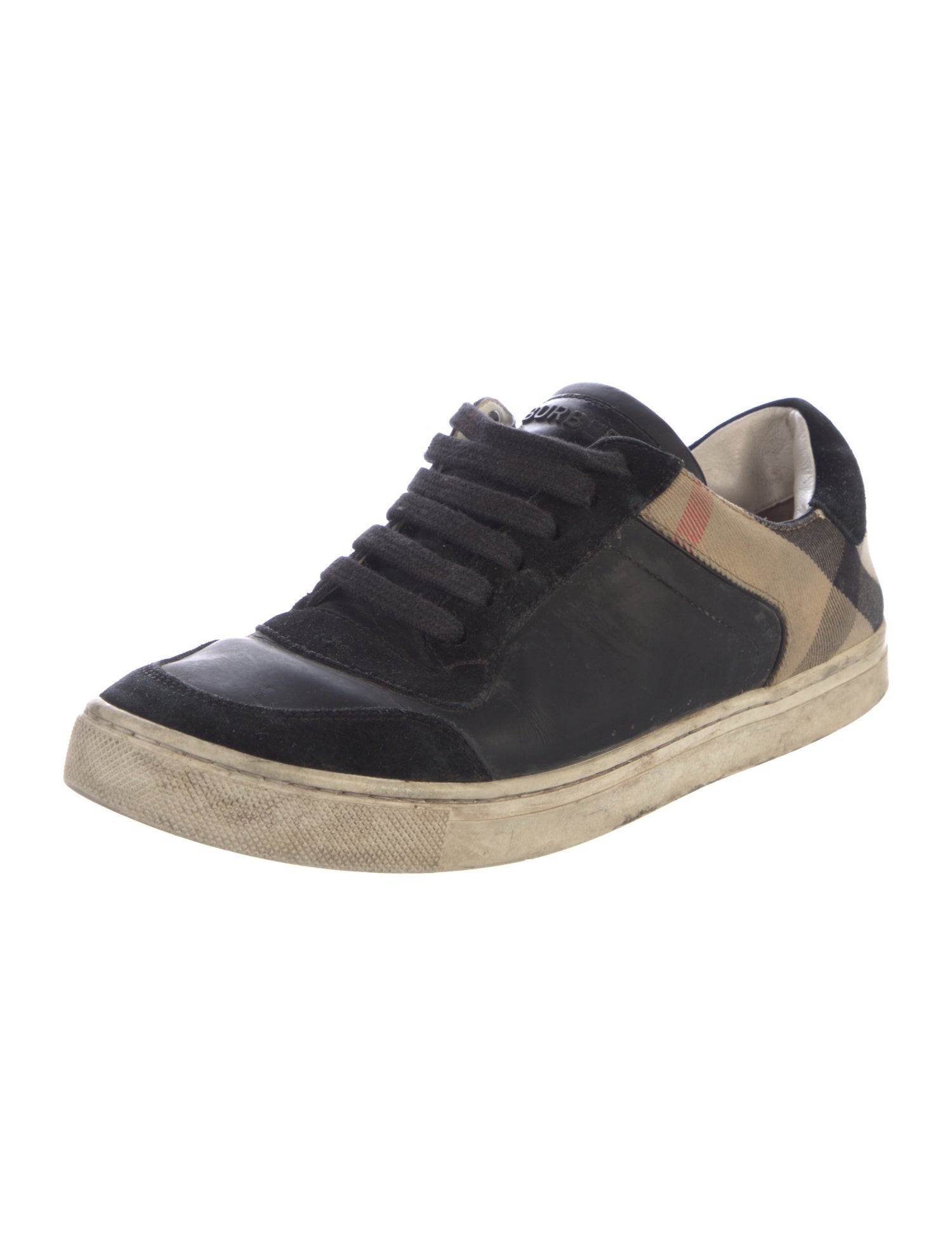 Burberry House Check Pattern Leather Sneakers