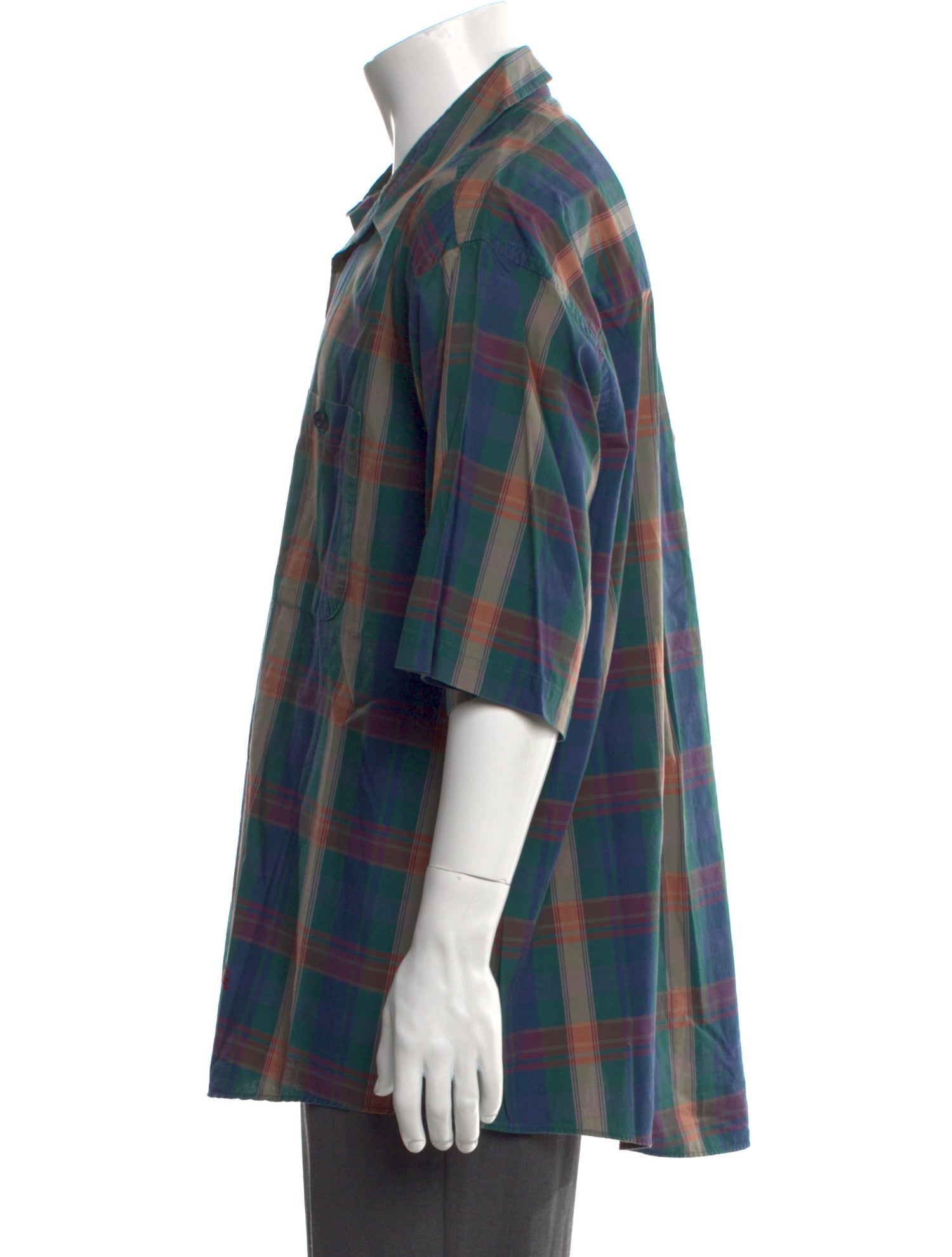 Burberry Plaid Print Short Sleeve Dress Shirt