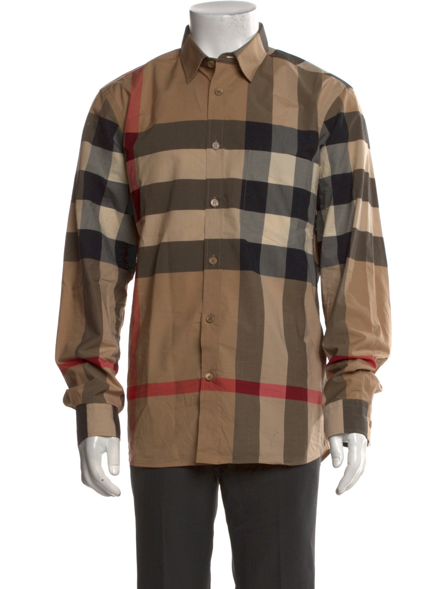 Burberry Plaid Print Long Sleeve Dress Shirt