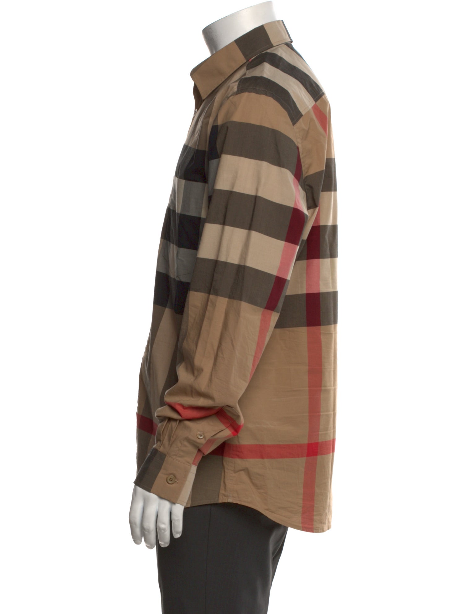 Burberry Plaid Print Long Sleeve Dress Shirt