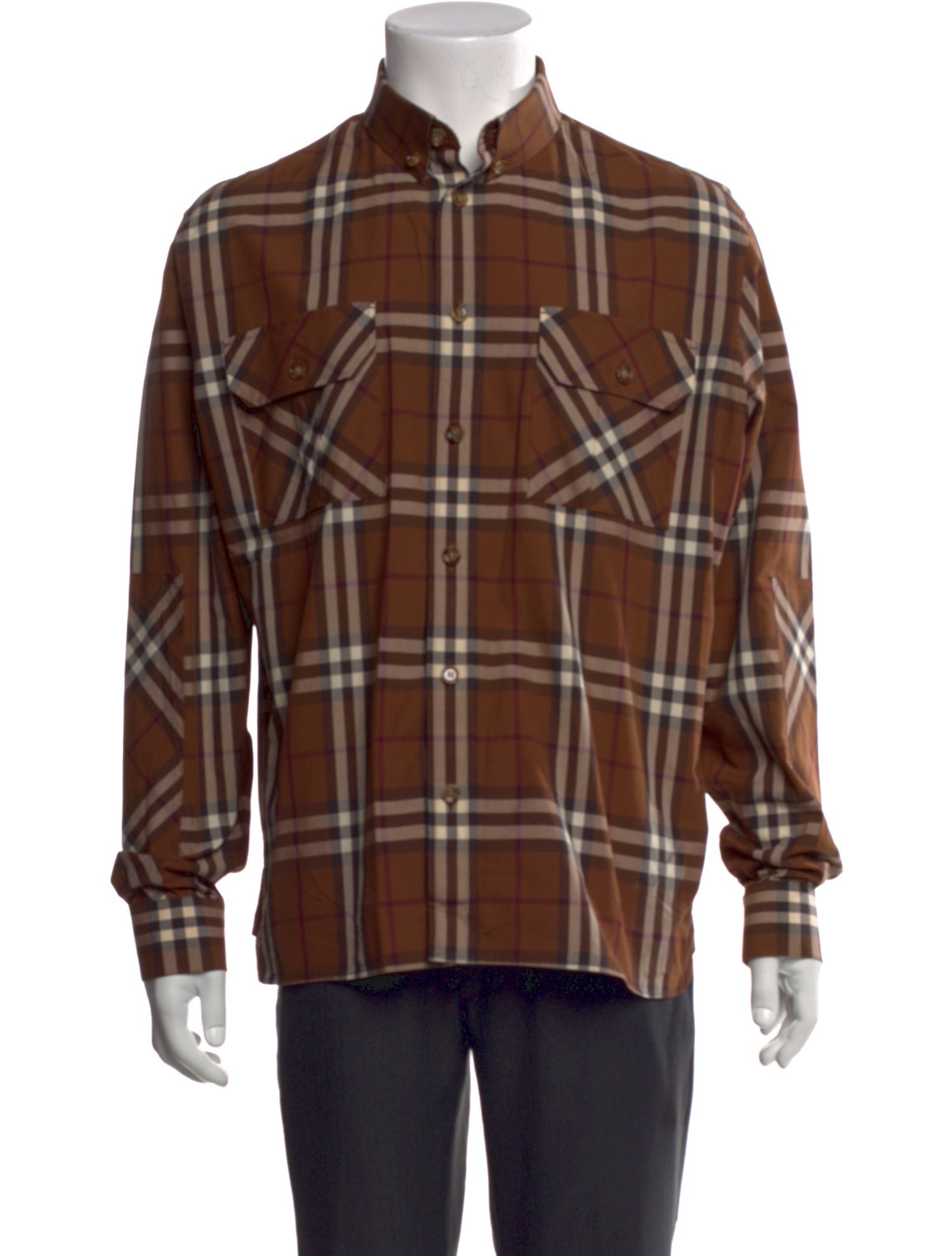 Burberry Plaid Print Long Sleeve Dress Shirt