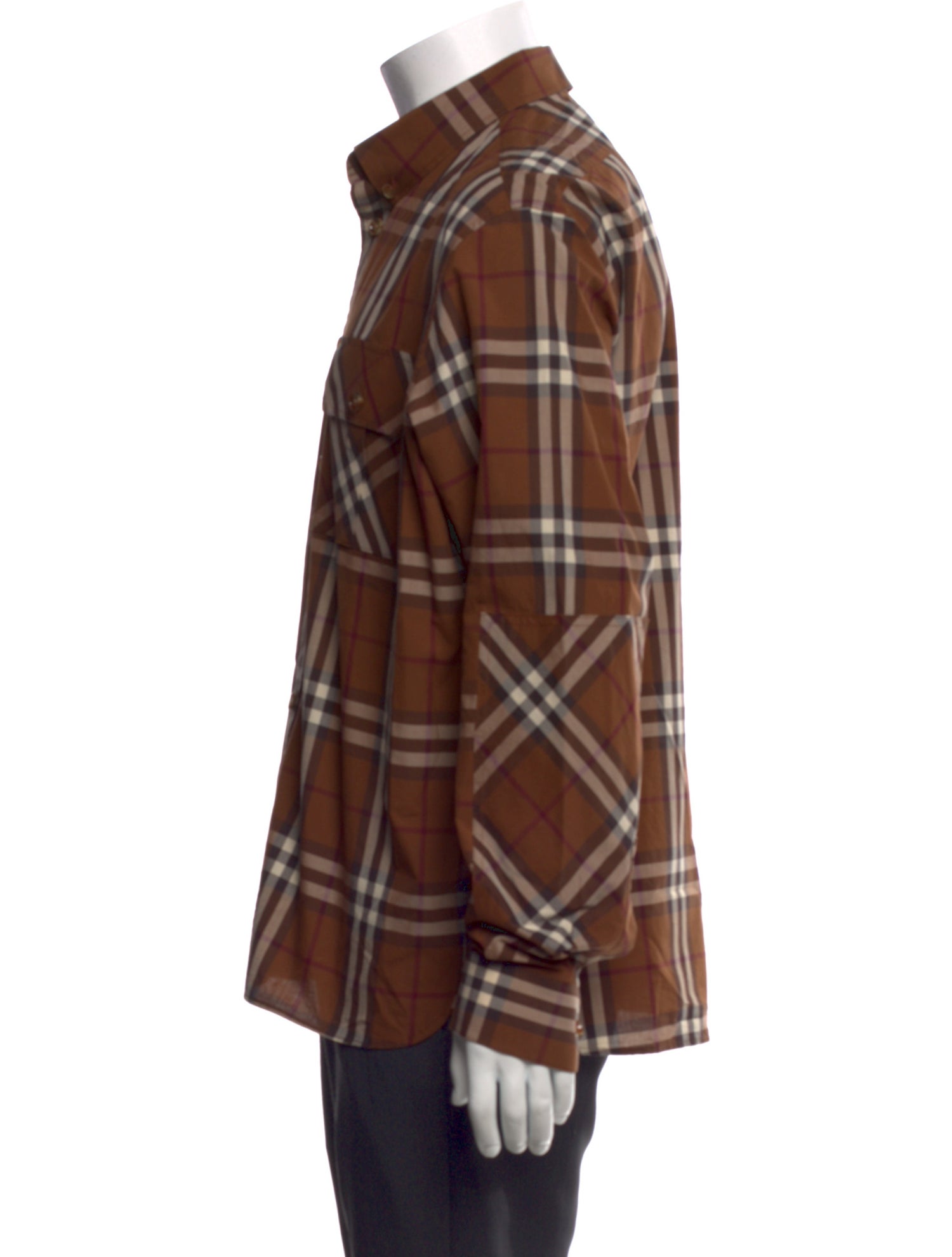 Burberry Plaid Print Long Sleeve Dress Shirt