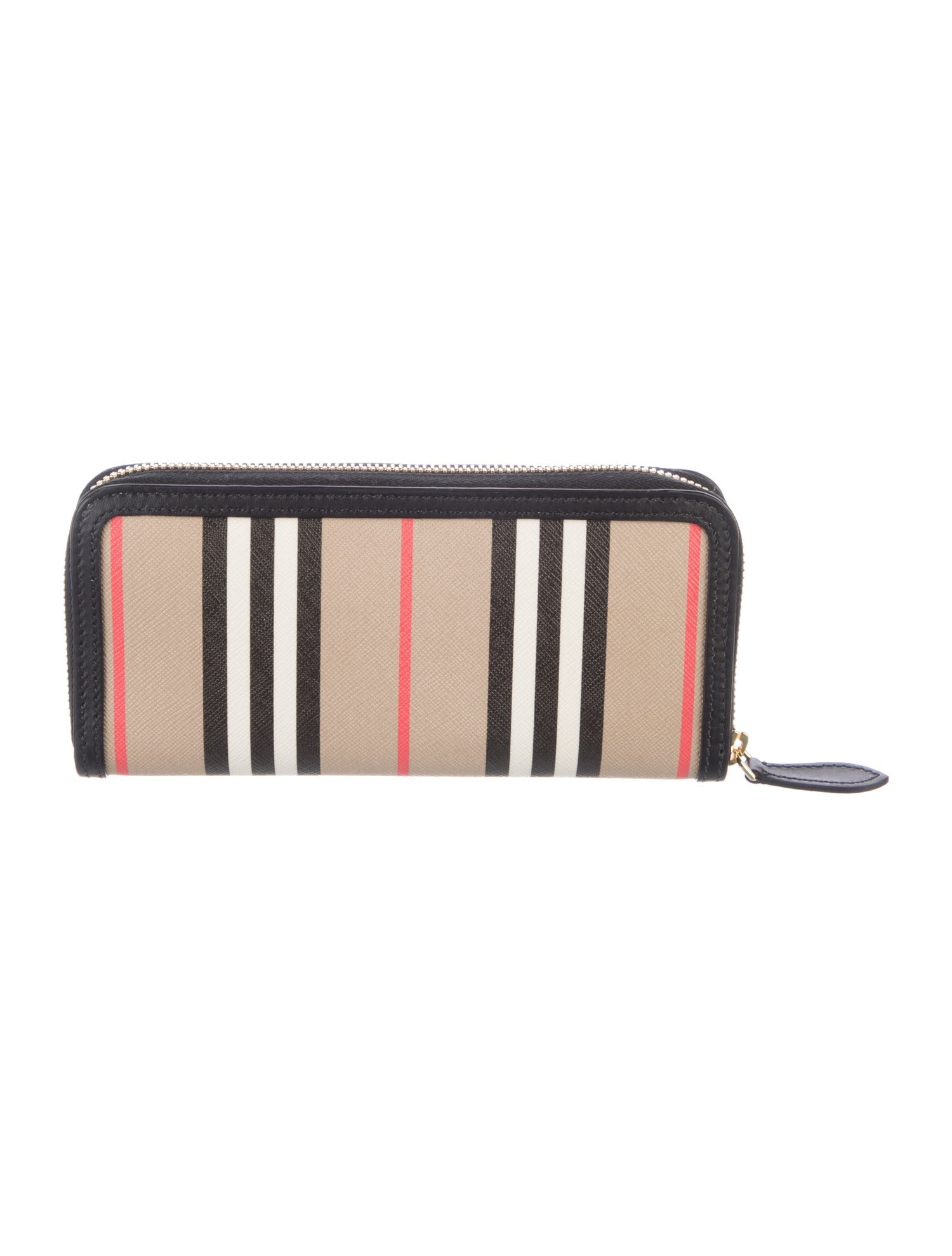 Burberry Saffiano Leather Striped Continental Wallet