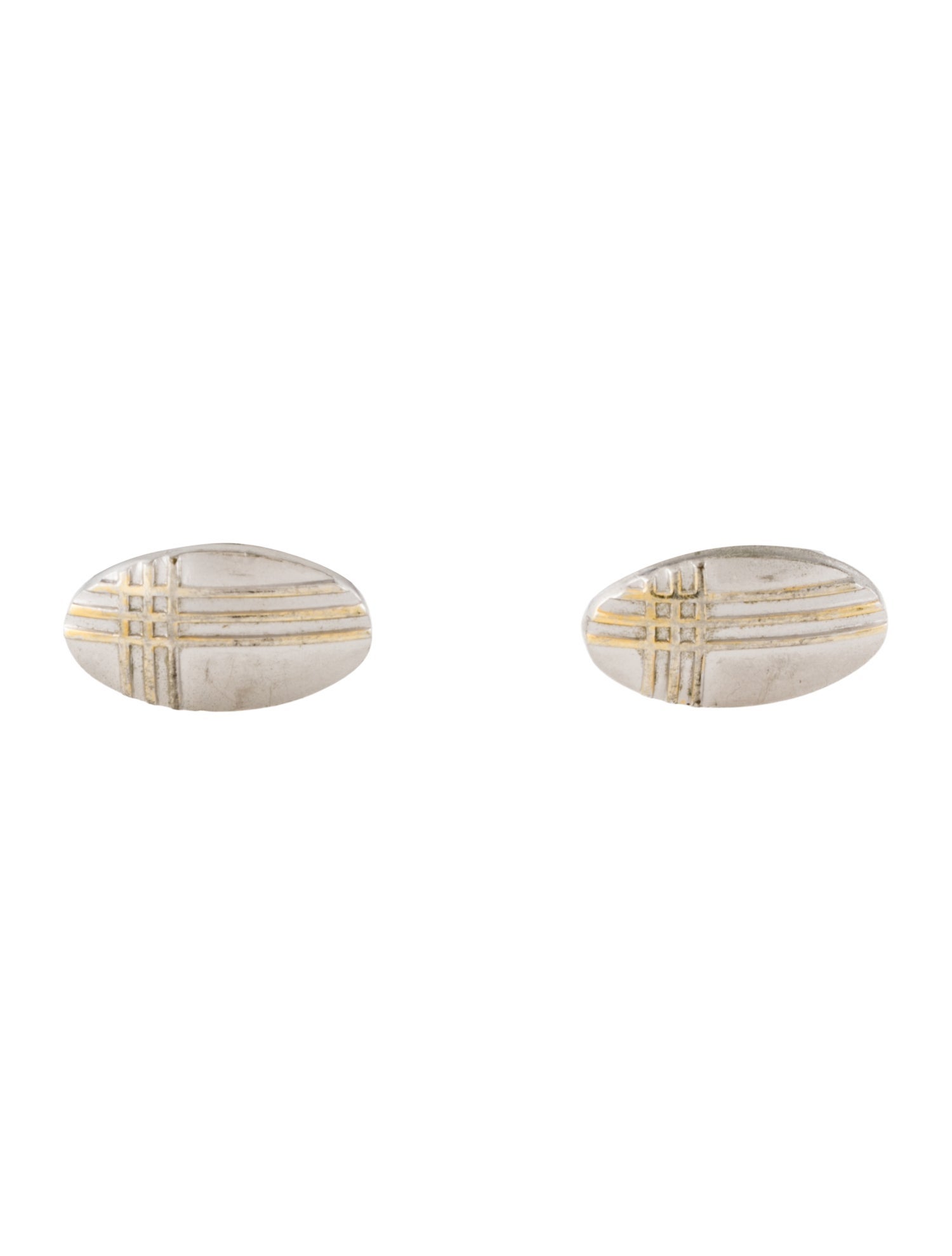 Burberry Two-Tone Check Pattern Cufflinks